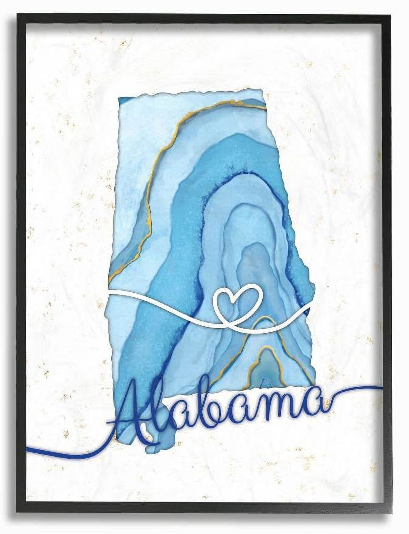 Stupell Industries Alabama Agate Blue US State Design Framed Wall Art by Ziwei Li