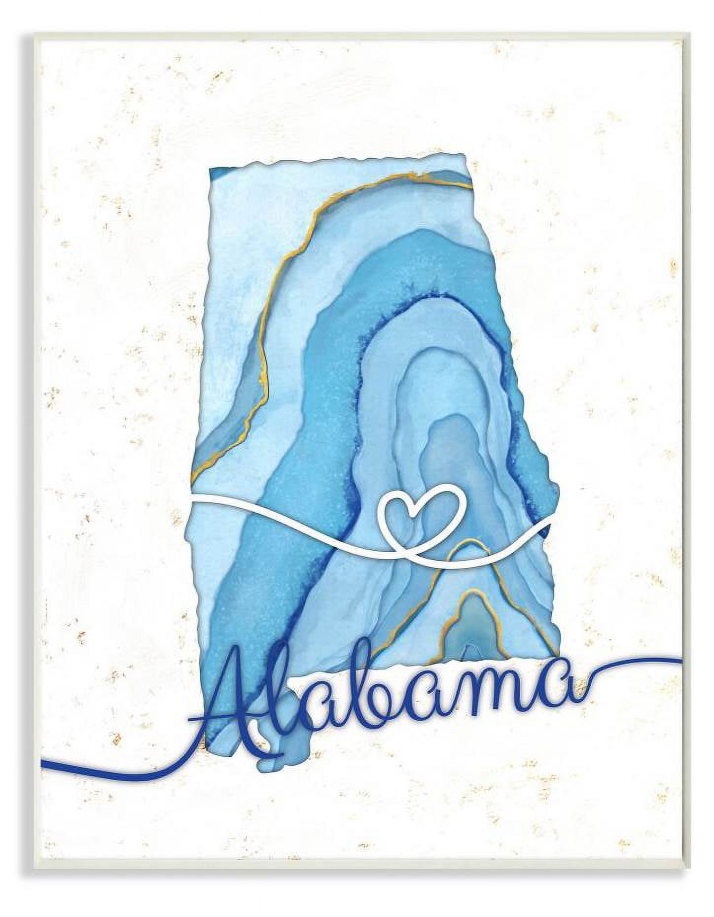Stupell Industries Alabama Agate Blue US State Design Wall Plaque by Ziwei Li