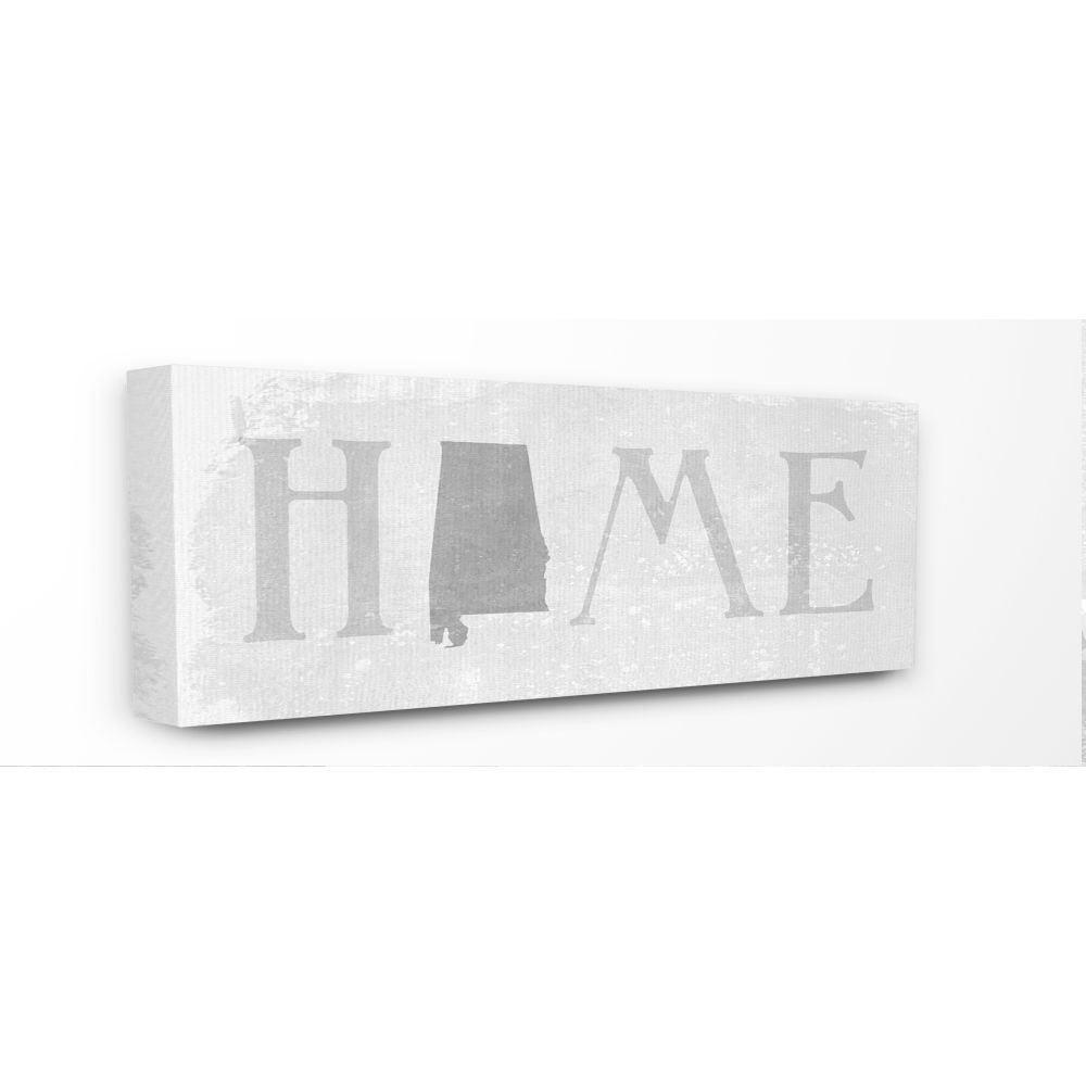 Stupell Industries Alabama Home State Map Grey Neutral Textured Word Design Canvas Wall Art by Daphne Polselli