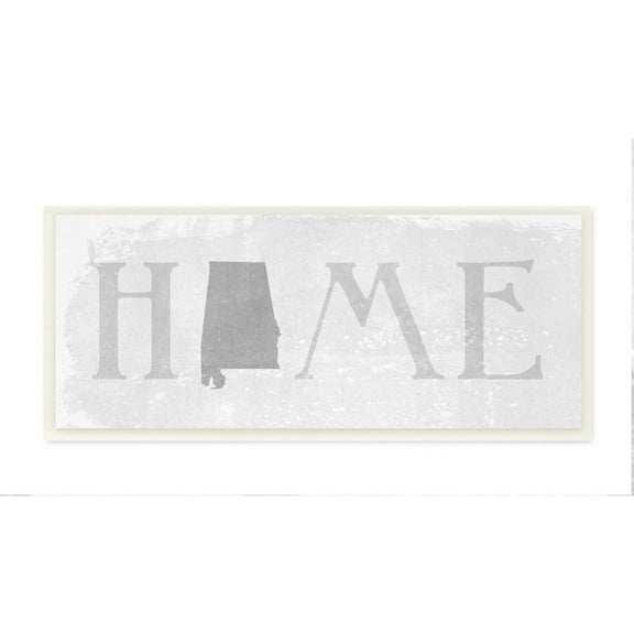 Stupell Industries Alabama Home State Map Grey Neutral Textured Word Design Wall Plaque Art by Daphne Polselli