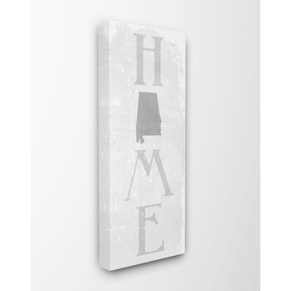 Stupell Industries Alabama Home State Map Grey Textured Word Design Canvas Wall Art by Daphne Polselli