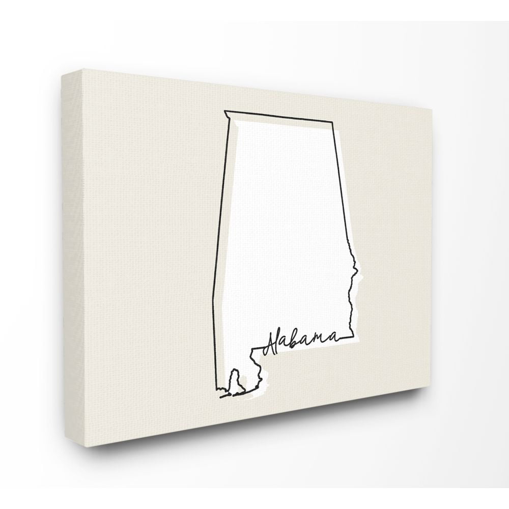 Stupell Industries Alabama Home State Map Neutral Print Design Canvas Wall Art by Daphne Polselli