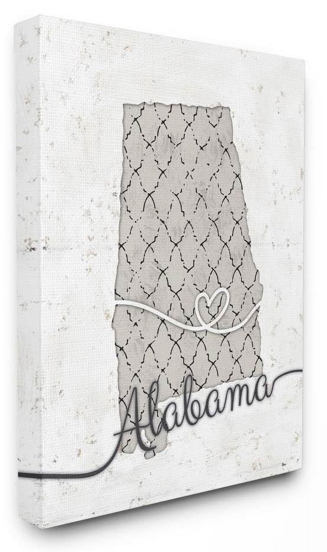 Stupell Industries Alabama Patterned Grey US State Design Canvas Wall Art by Ziwei Li