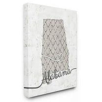 Stupell Industries Alabama Patterned Grey US State Design Canvas Wall Art by Ziwei Li