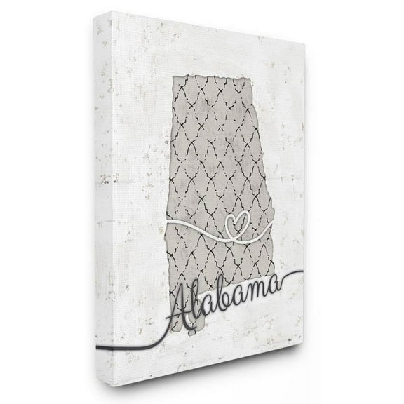 Stupell Industries Alabama Patterned Grey US State Design Canvas Wall Art by Ziwei Li
