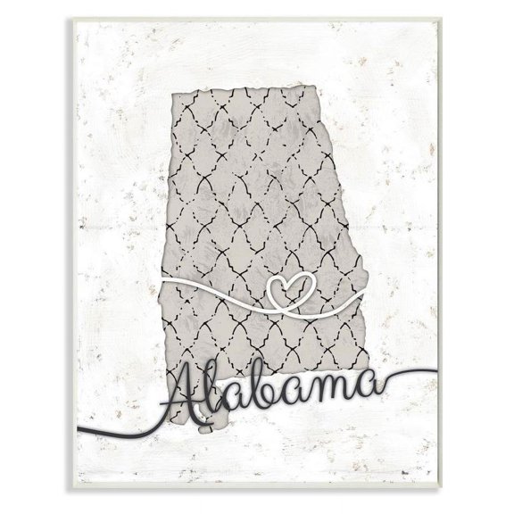 Stupell Industries Alabama Patterned Grey US State Design Wall Plaque by Ziwei Li
