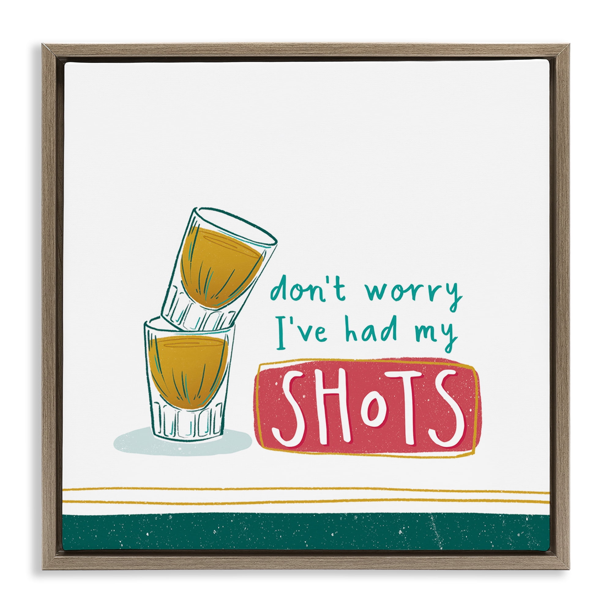 Stupell Industries Alcohol Shots Humor Food & Beverage Painting Brown Floater Framed Canvas Art Print Wall Art, 18 x 18