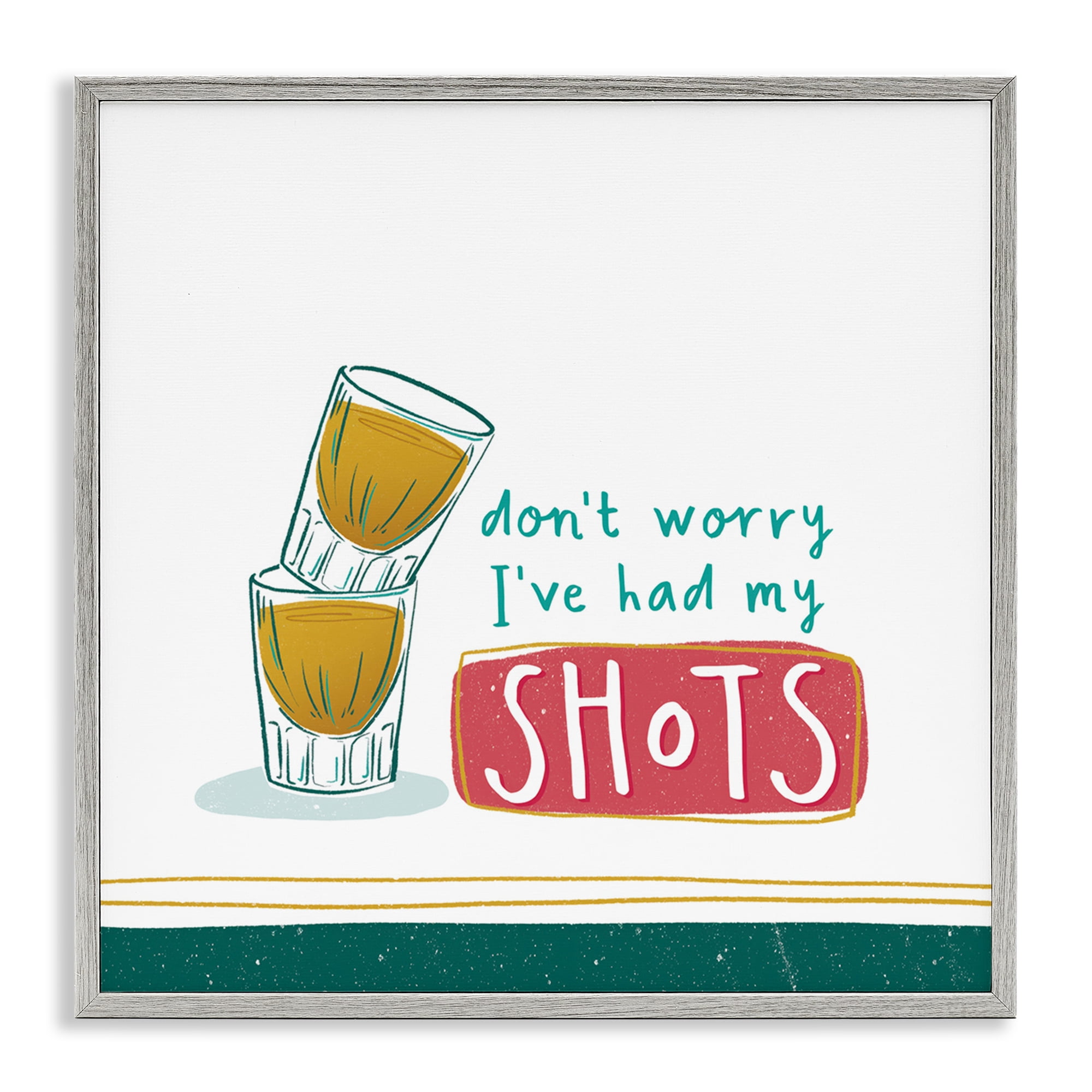 Stupell Industries Alcohol Shots Humor Food & Beverage Painting Gray Framed Art Print Wall Art, 24 x 24