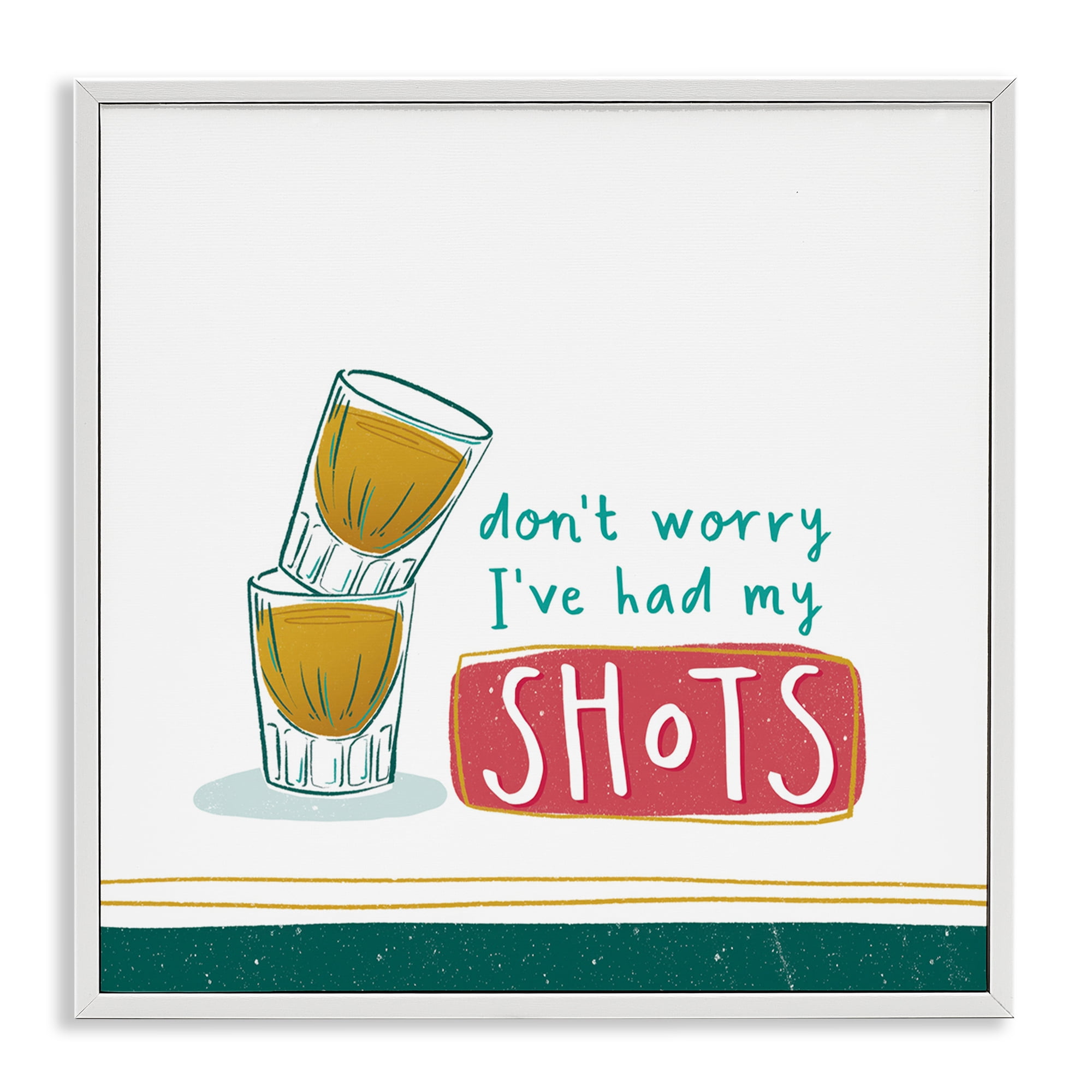 Stupell Industries Alcohol Shots Humor Food & Beverage Painting White Framed Art Print Wall Art, 12 x 12