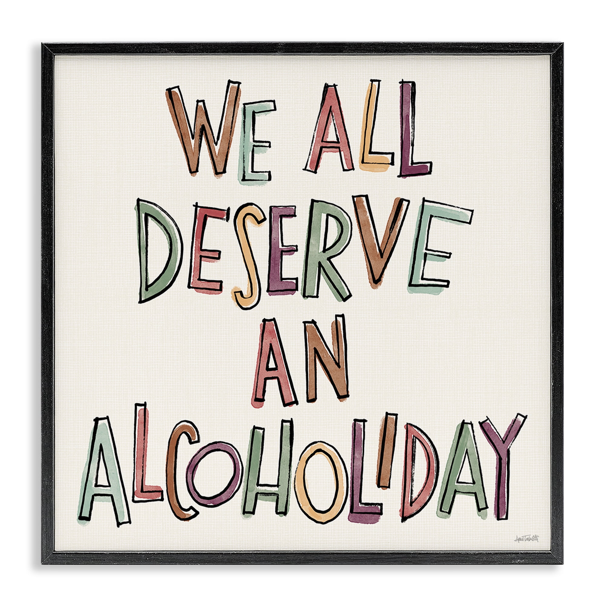 Stupell Industries Alcoholiday Funny Phrase Food & Beverage Painting Black Framed Art Print Wall Art, 17 x 17