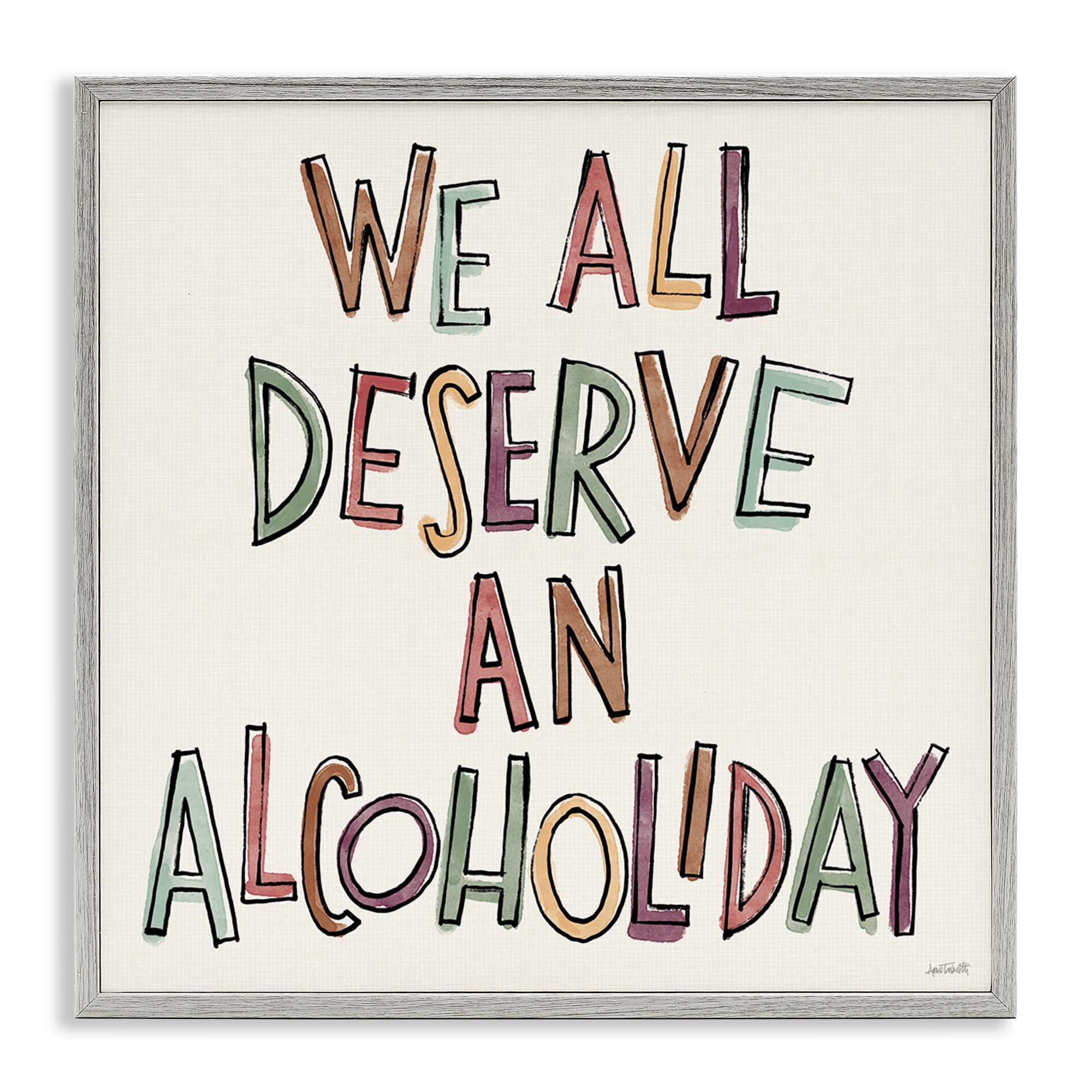 Stupell Industries Alcoholiday Funny Phrase Food & Beverage Painting Gray Framed Art Print Wall Art, 12 x 12