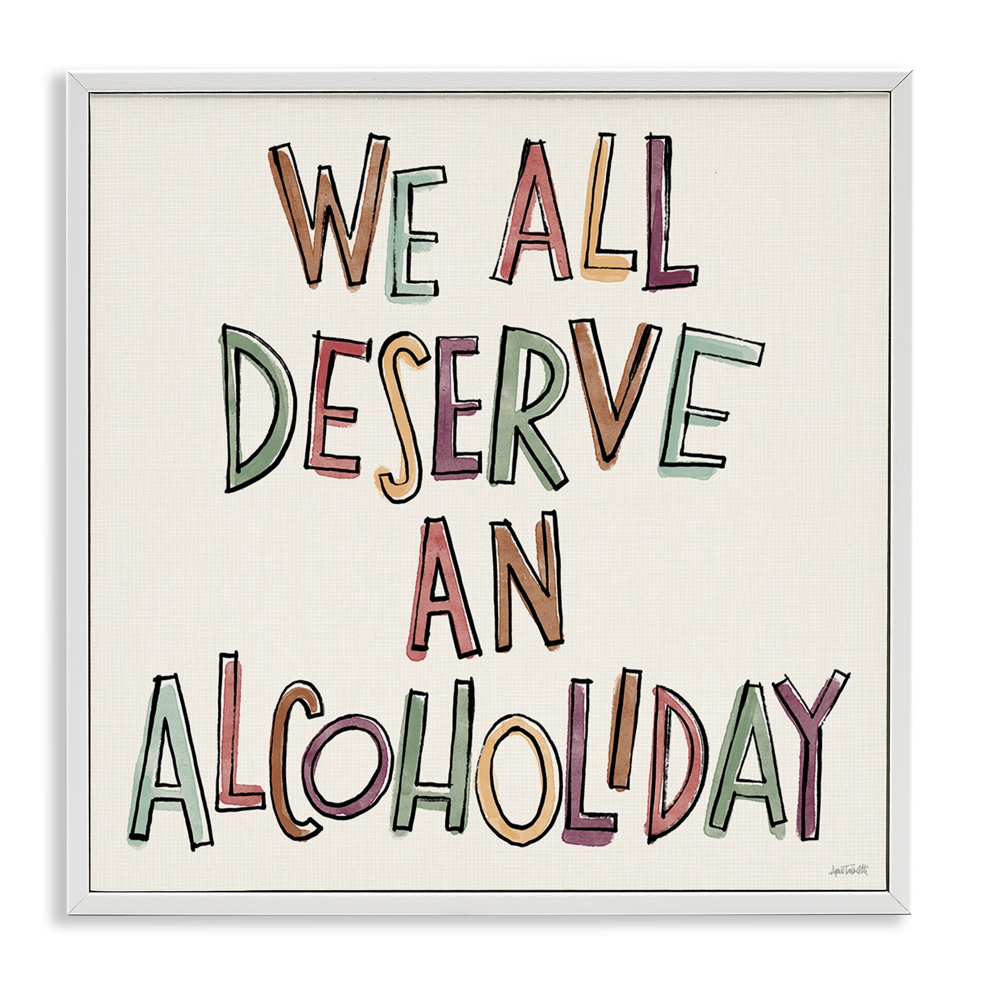 Stupell Industries Alcoholiday Funny Phrase Food & Beverage Painting White Framed Art Print Wall Art, 24 x 24