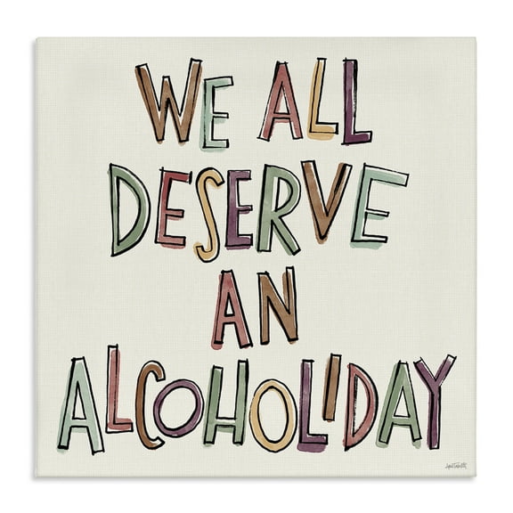 Stupell Industries Alcoholiday Funny Phrase Food & Beverage Painting Wrapped Canvas Art Print Wall Art, 17 x 17