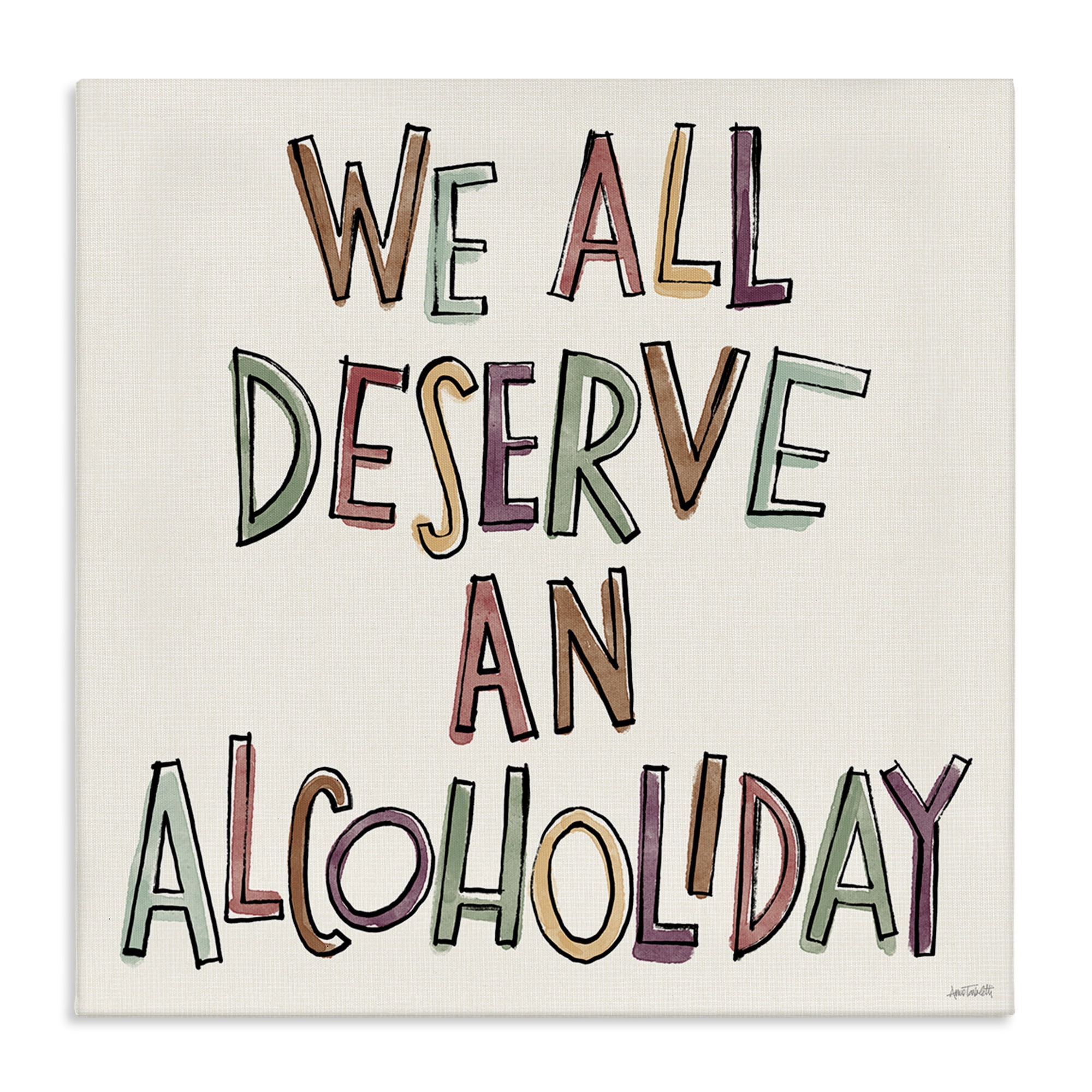 Stupell Industries Alcoholiday Funny Phrase Food & Beverage Painting Wrapped Canvas Art Print Wall Art, 24 x 24