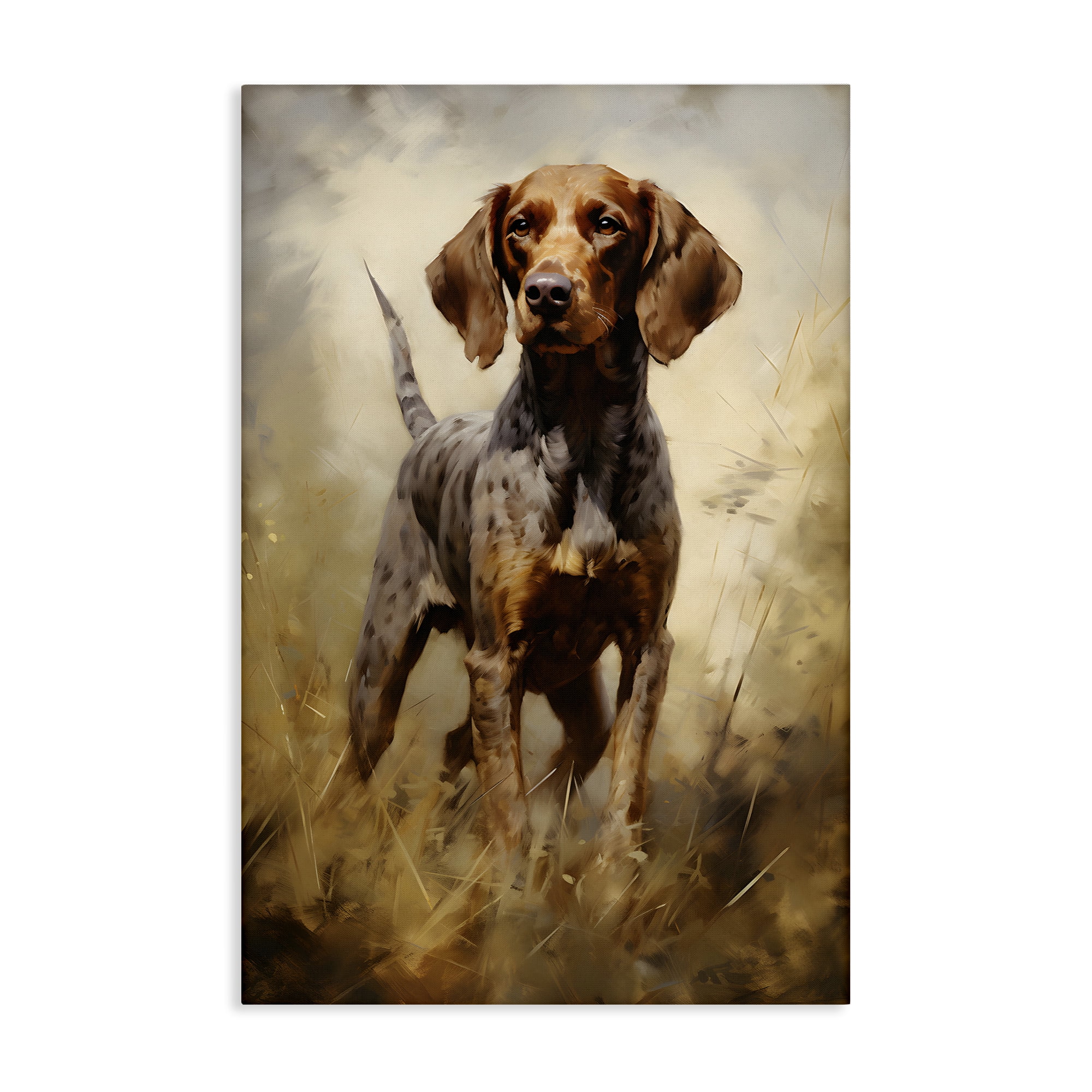 Stupell Industries Alert Hunting Dog Animals & Insects Painting Gallery Wrapped Canvas Art Print Wall Art, 20 x 30