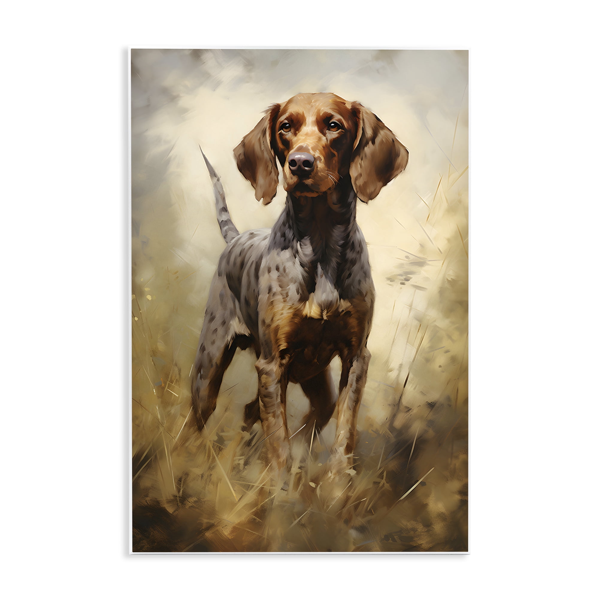 Stupell Industries Alert Hunting Dog Animals & Insects Painting Unframed Art Print Wall Art, 13 x 19