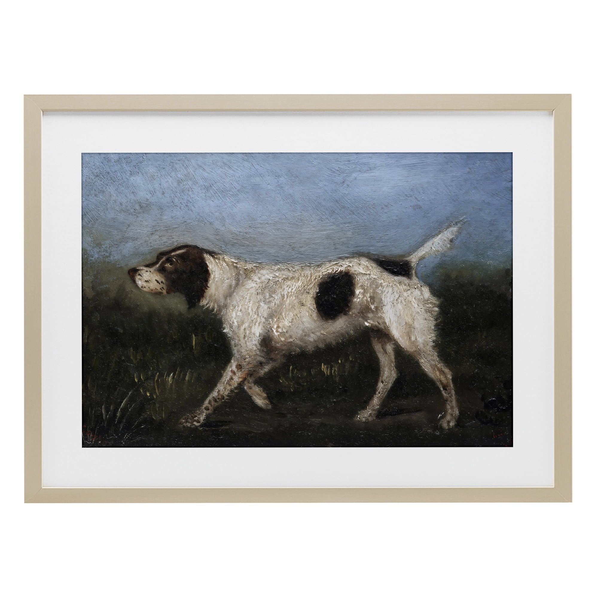 Stupell Industries Alert Hunting Dog in Field Birch Framed Print Under Glass, design by Arlington Prints