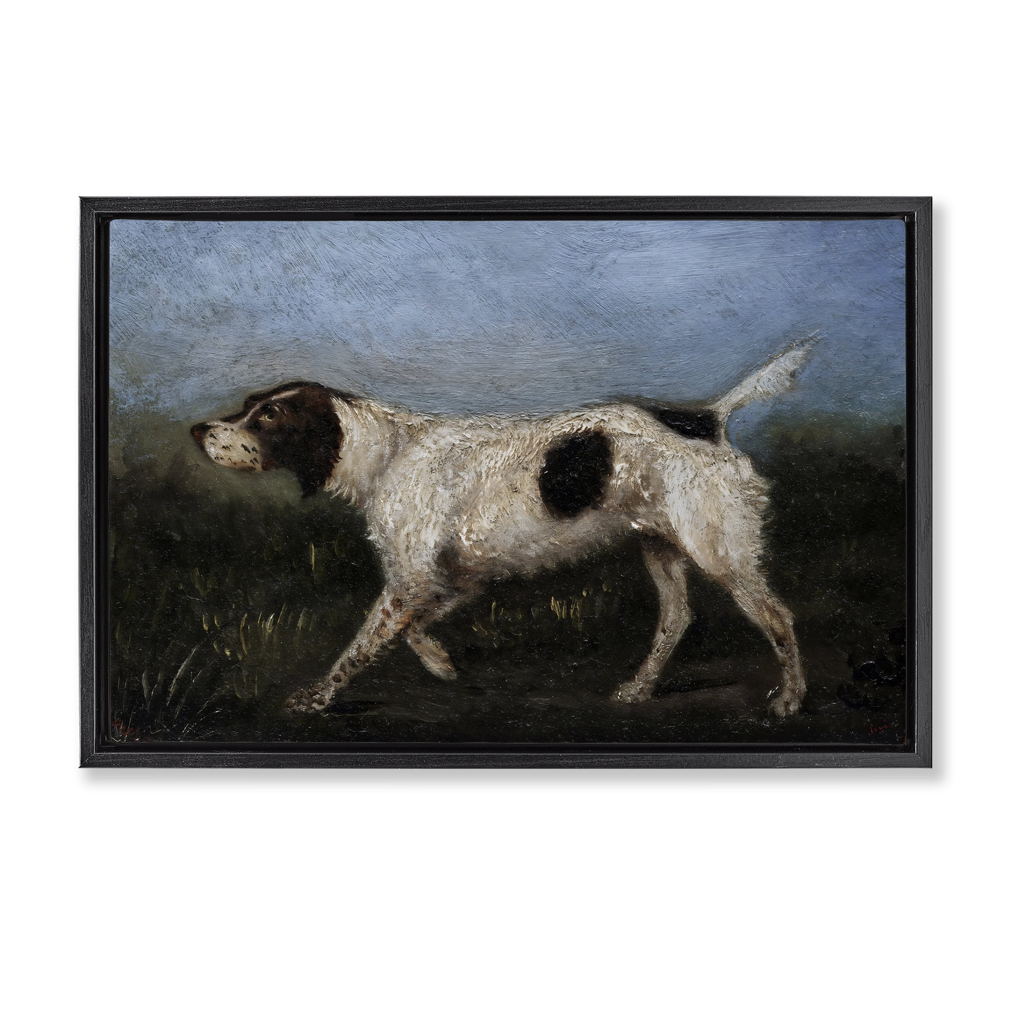 Stupell Industries Alert Hunting Dog in Field Black Framed Floater Canvas Wall Art, design by Arlington Prints
