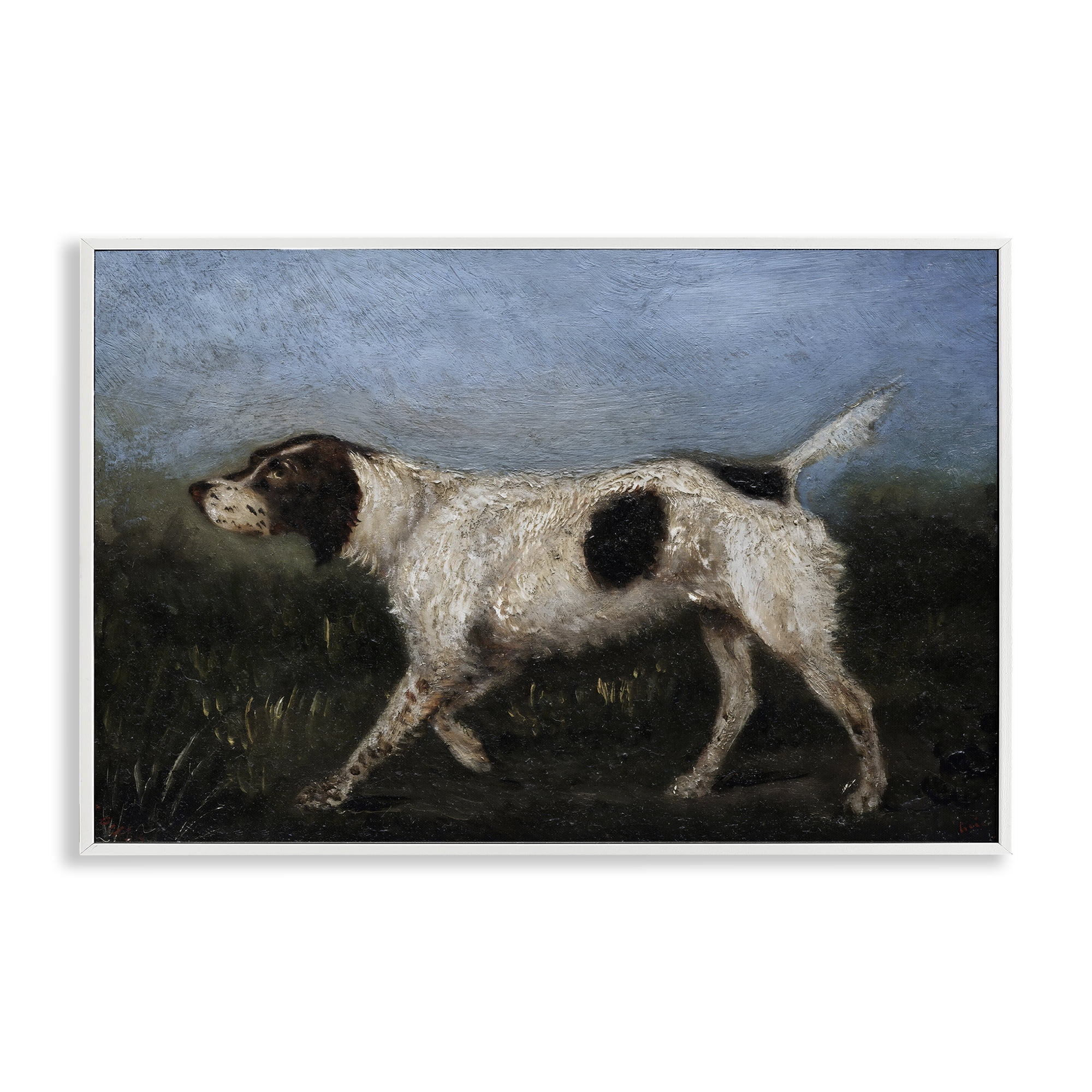 Stupell Industries Alert Hunting Dog in Field White Framed Giclee Art, design by Arlington Prints