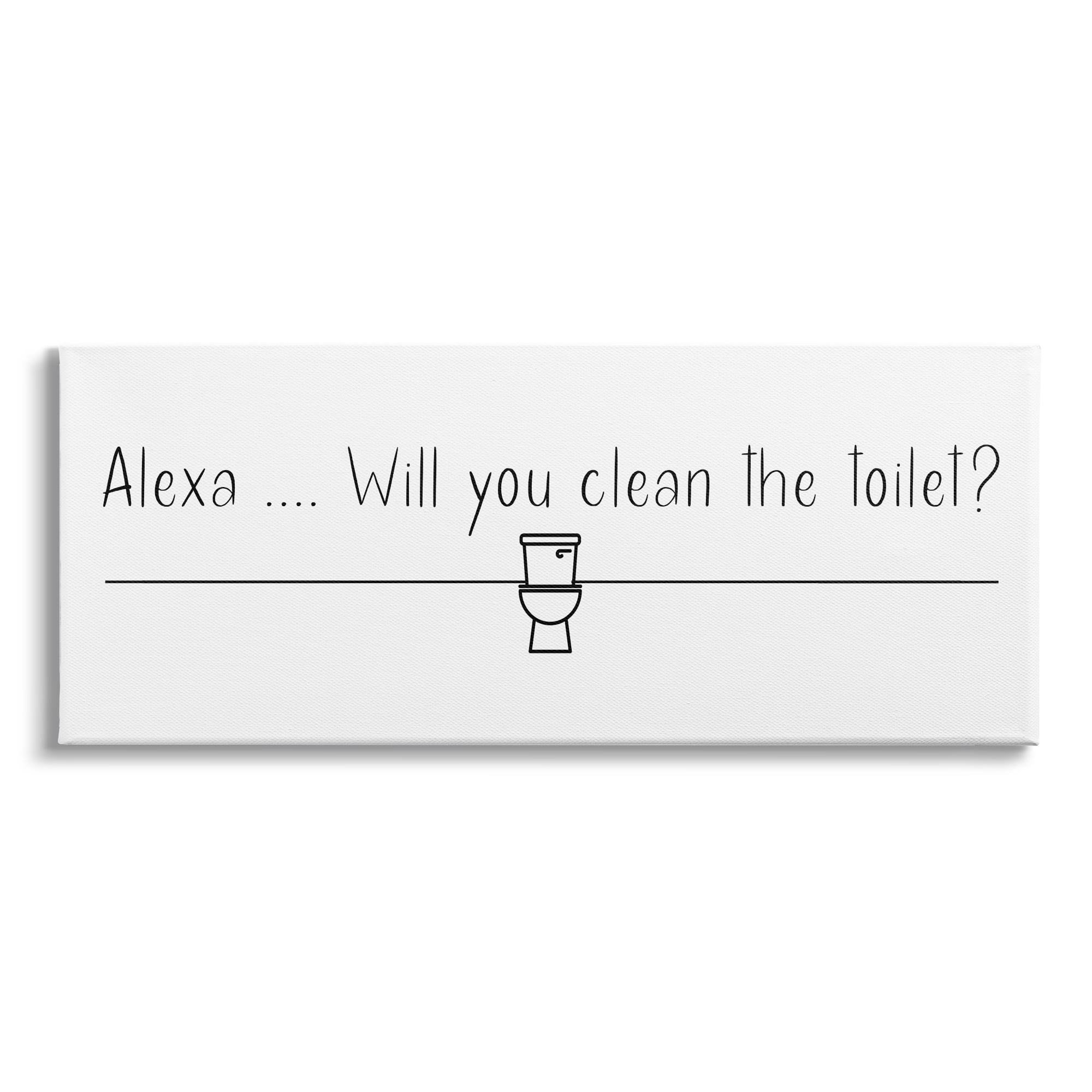 Stupell Industries Alexa Clean The Toilet Funny Bathroom Phrase Minimal, 30 x 13,Design by Susan Jill
