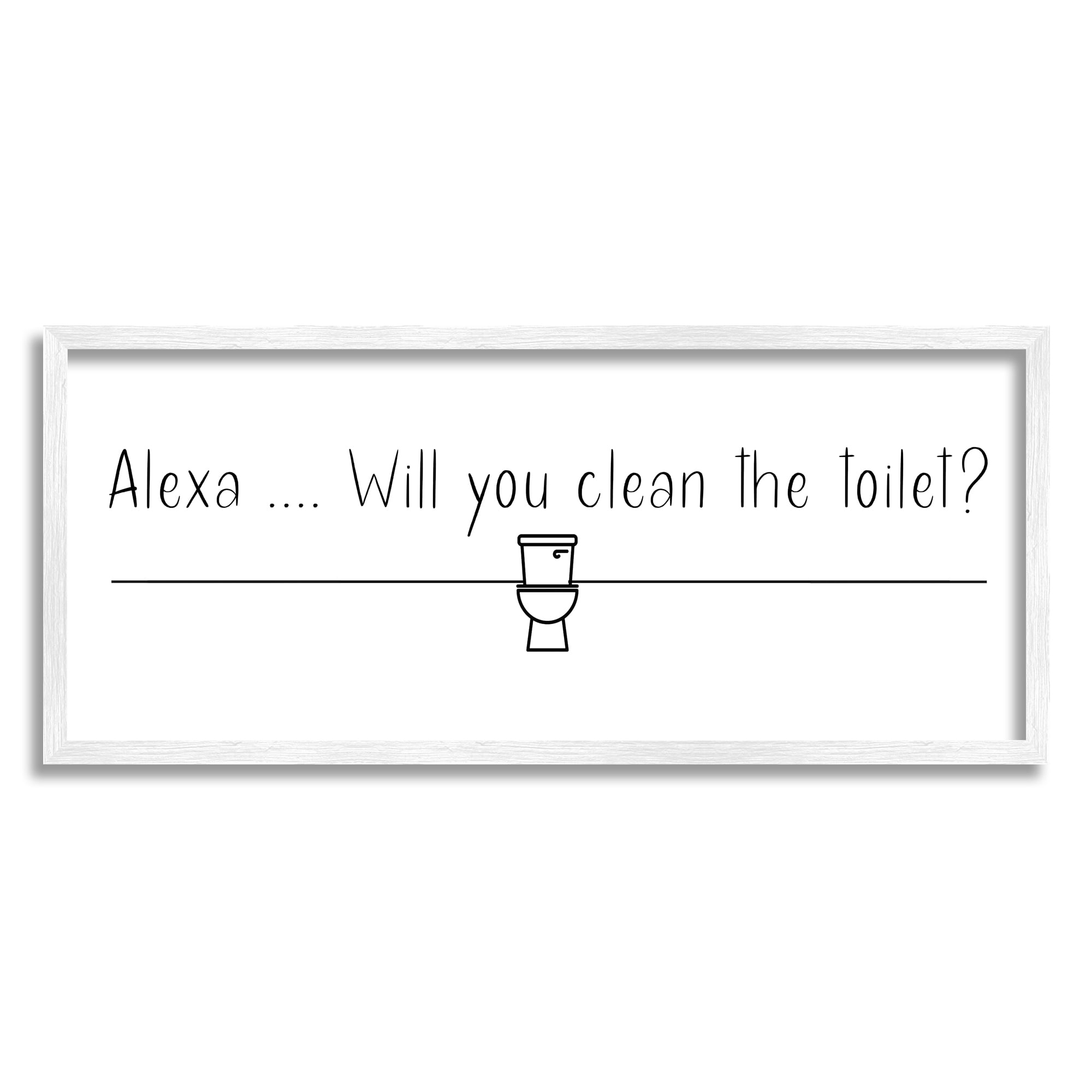Stupell Industries Alexa Clean The Toilet Funny Bathroom Phrase Minimal, 30 x 13,Design by Susan Jill