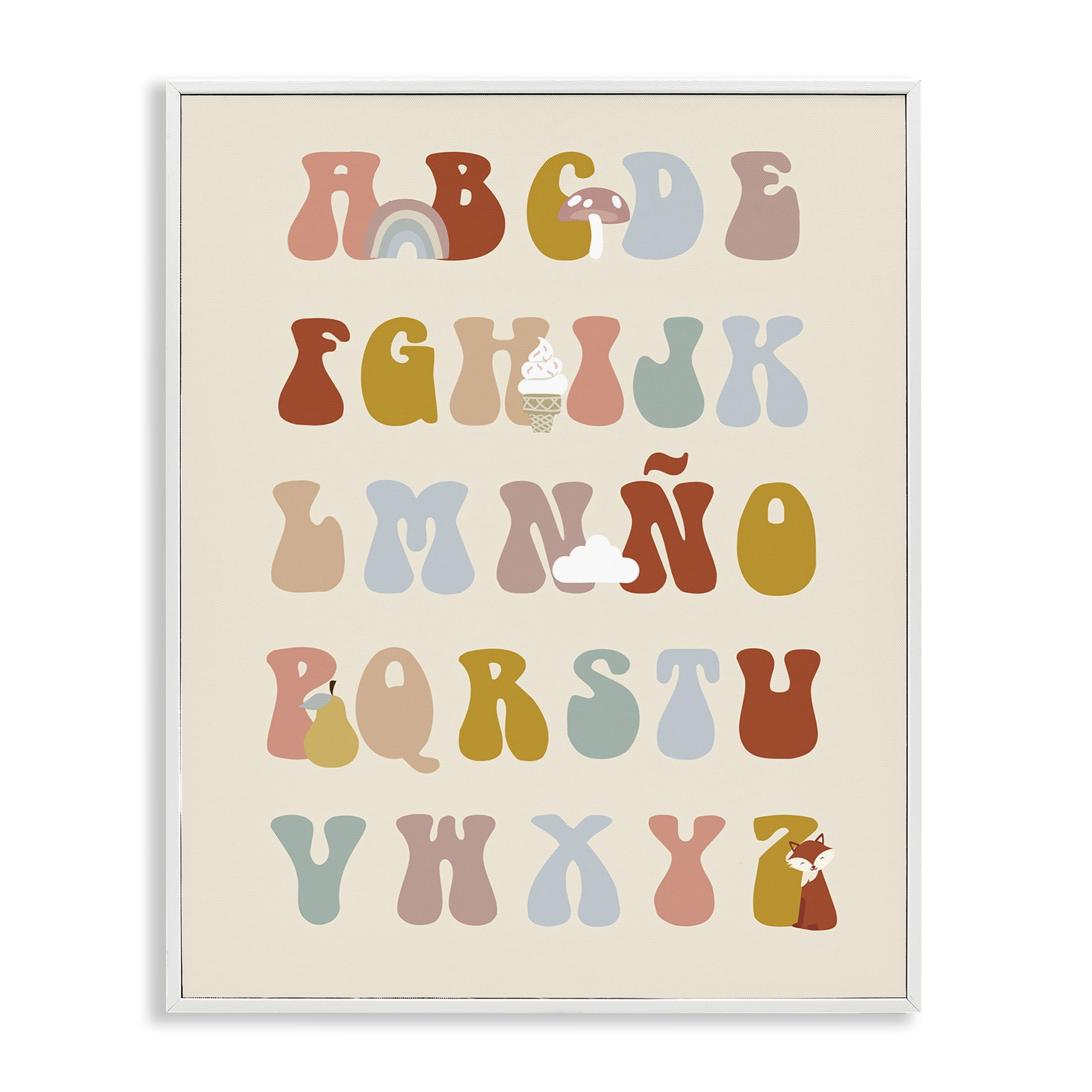 Stupell Industries Alfabeto Ilustrado Infantil Charts and Diagrams Painting White Framed Art Print Wall Art, 16 x 20