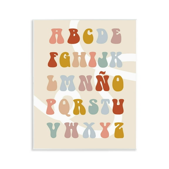 Stupell Industries Alfabeto de Colores Retro Charts and Diagrams Painting Unframed Art Print Wall Art, 11 x 14