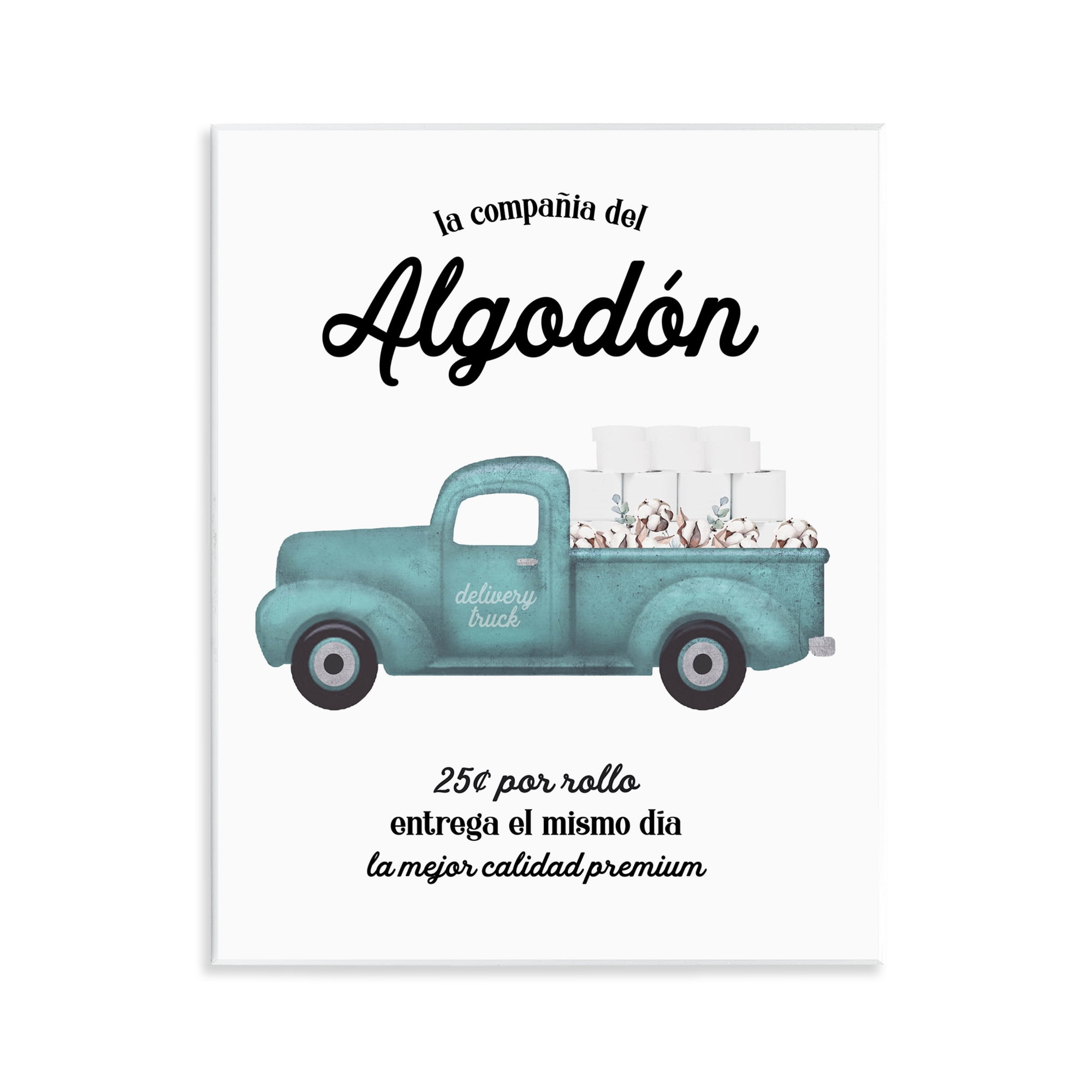 Stupell Industries Algodón Baño Camión Azul Bath & Laundry Painting Unframed Art Print Wall Art, 11 x 14