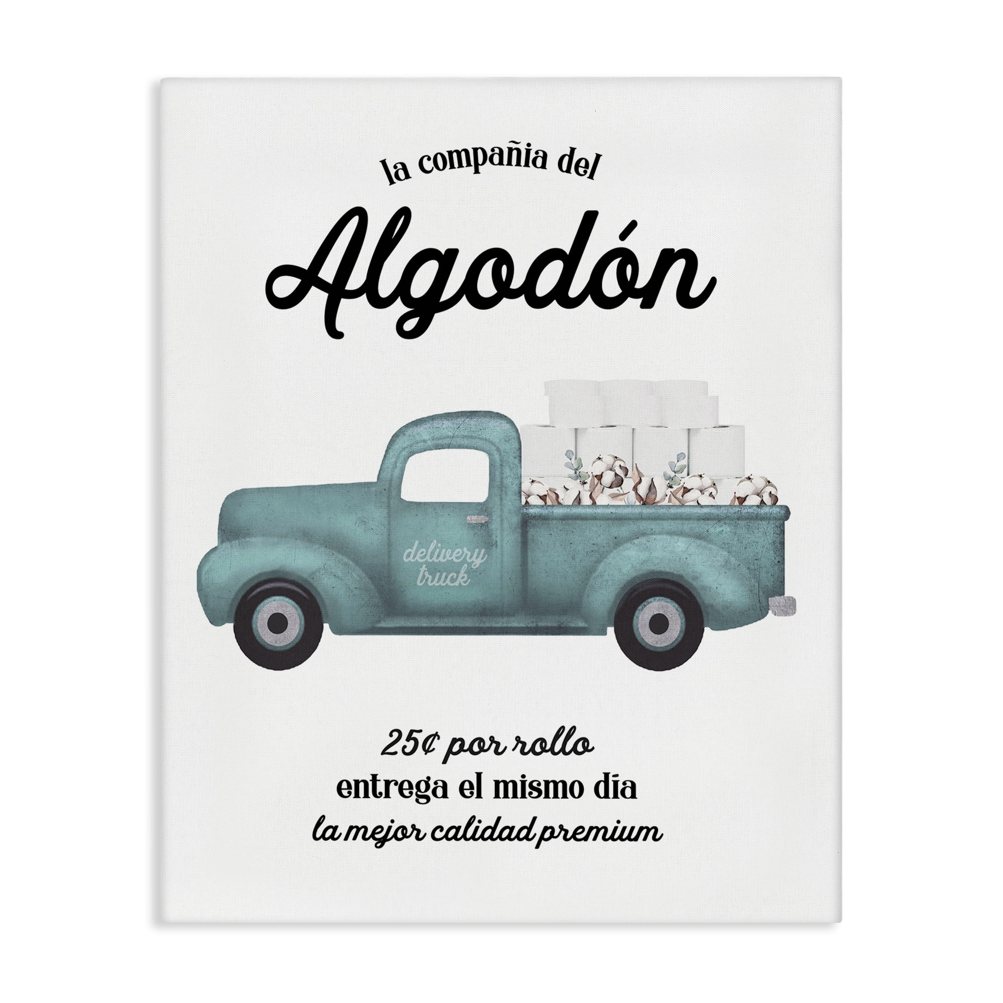 Stupell Industries Algodón Baño Camión Azul Bath & Laundry Painting Wrapped Canvas Art Print Wall Art, 30 x 40