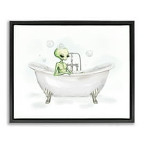 Stupell Industries Alien Bubble Bath Typography Painting Black Floater Framed Canvas Art Print Wall Art, 21 x 17
