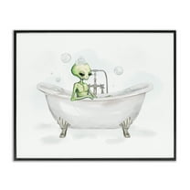 Stupell Industries Alien Bubble Bath Typography Painting Black Framed Art Print Wall Art, 14 x 11