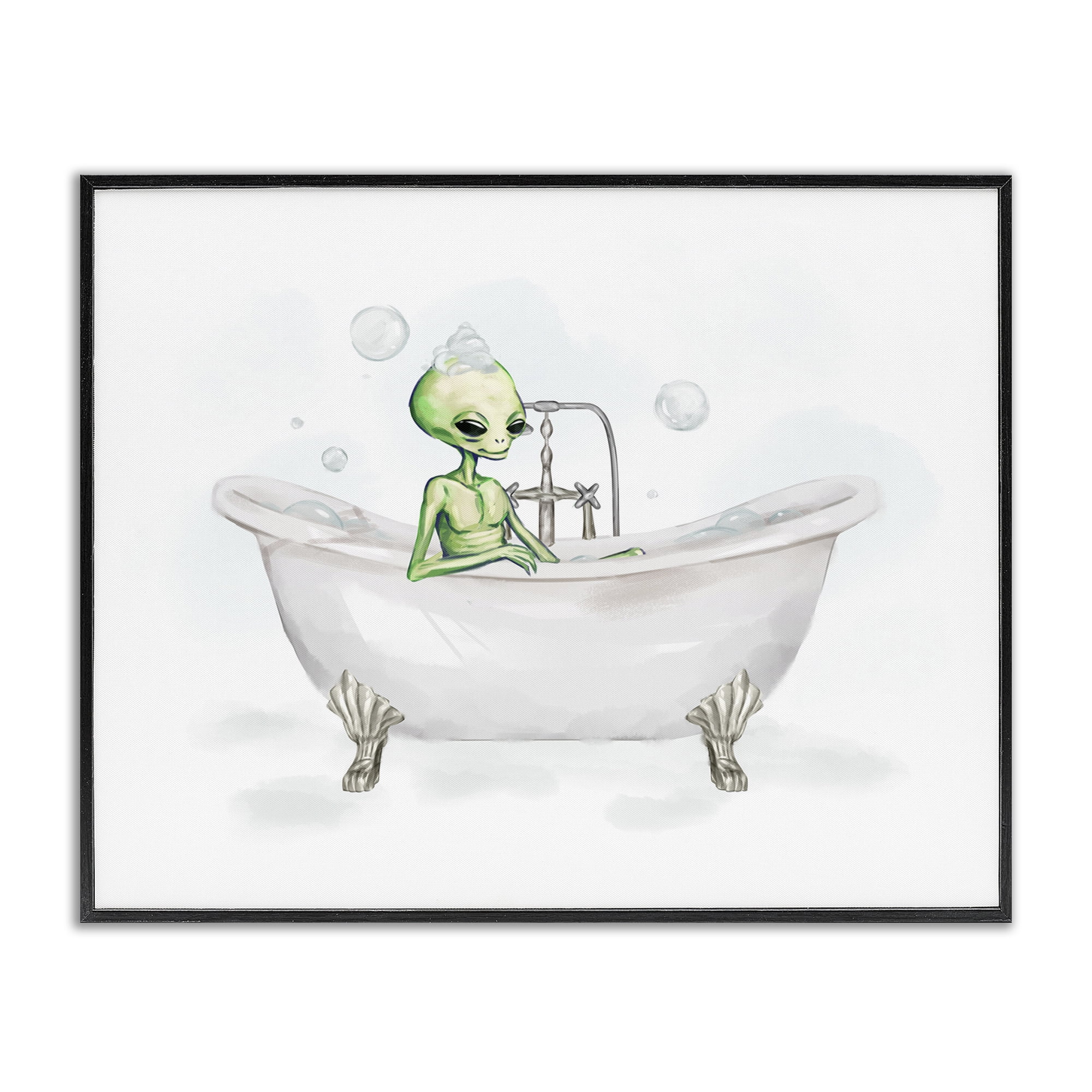 Stupell Industries Alien Bubble Bath Typography Painting Black Framed Art Print Wall Art, 30 x 24