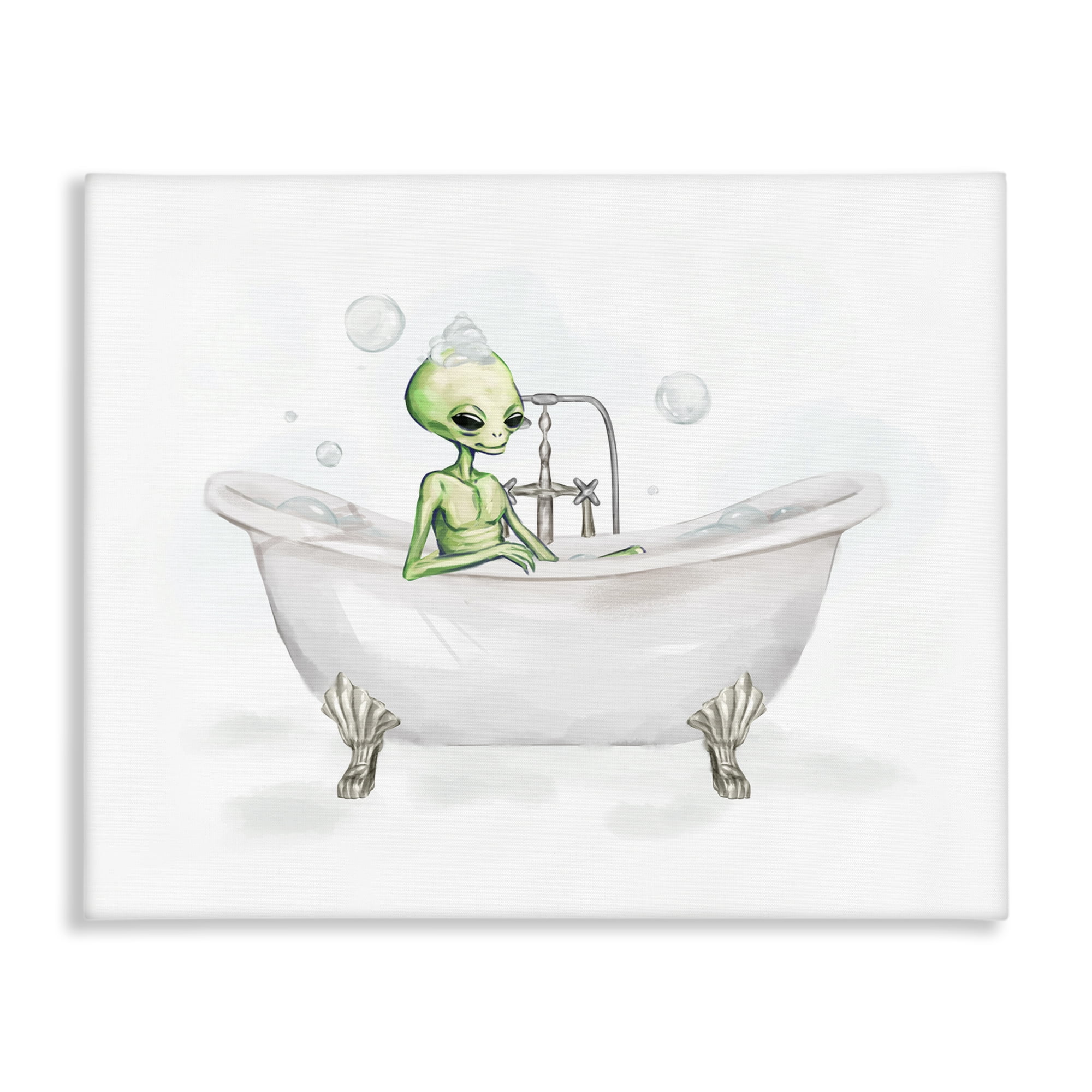 Stupell Industries Alien Bubble Bath Typography Painting Gallery Wrapped Canvas Art Print Wall Art, 40 x 30