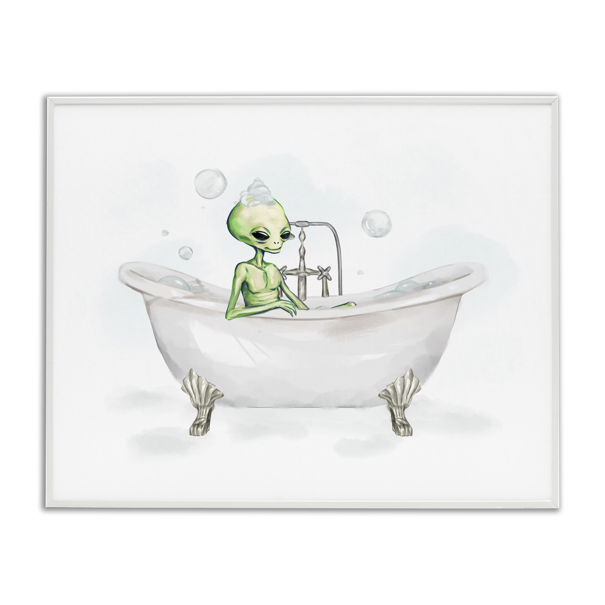 Stupell Industries Alien Bubble Bath Typography Painting White Framed Art Print Wall Art, 20 x 16