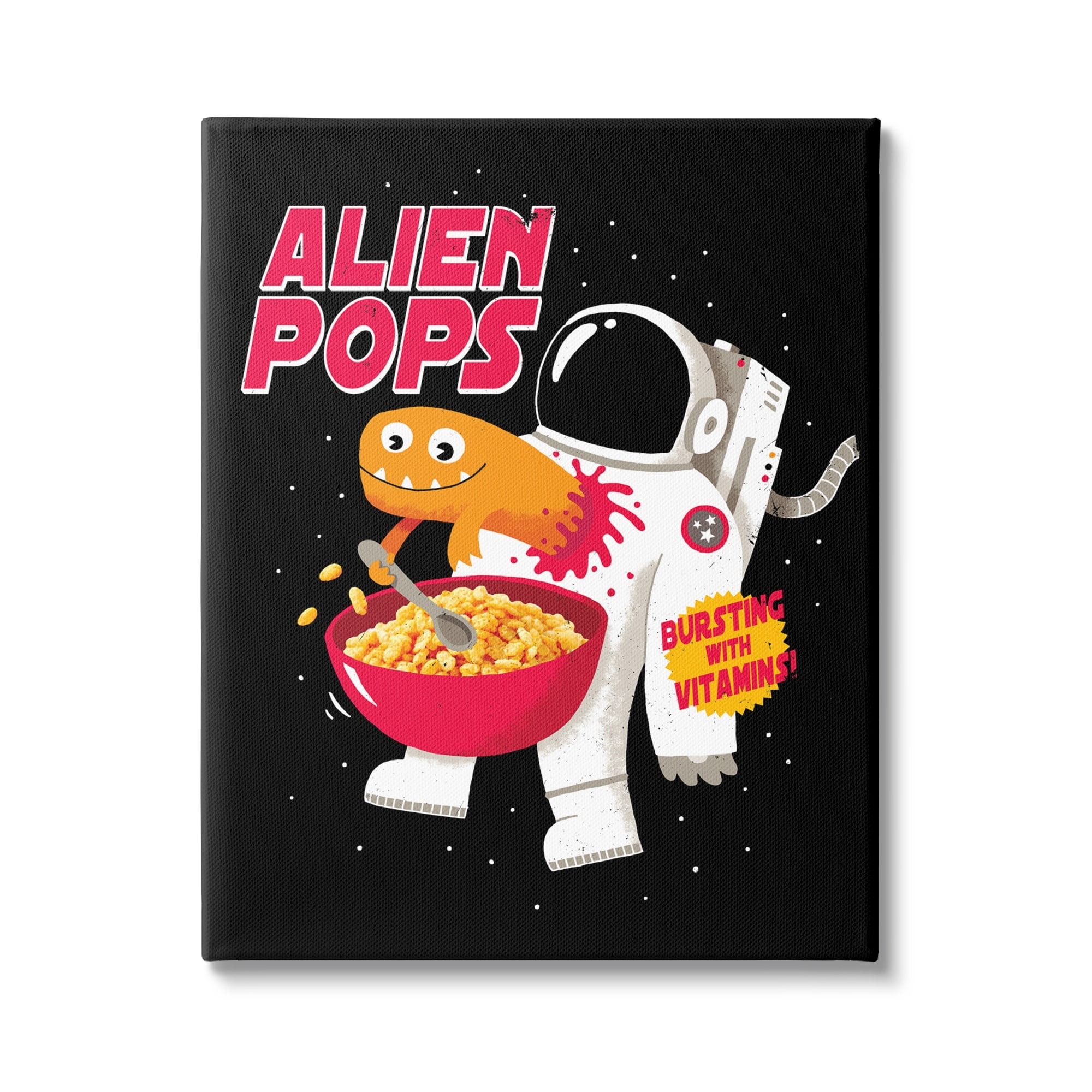 Stupell Industries Alien Pops Bold Modern Cartoon Character Cereal Canvas Wall Art, 30 x 40, Design by Michael Buxton