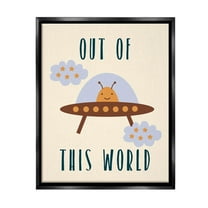 Stupell Industries Alien Spaceship Phrase Fairy Tales & Fantasy Painting Black Floater Framed Canvas Art Print Wall Art, 17 x 21