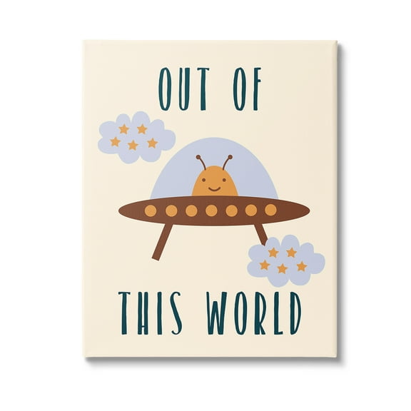 Stupell Industries Alien Spaceship Phrase Fairy Tales & Fantasy Painting Gallery Wrapped Canvas Art Print Wall Art, 16 x 20