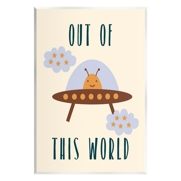 Stupell Industries Alien Spaceship Phrase Fairy Tales & Fantasy Painting Unframed Art Print Wall Art, 10 x 15