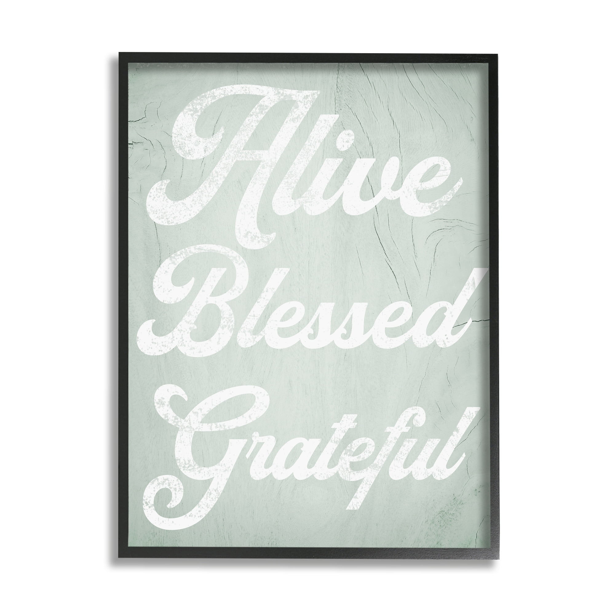 Stupell Industries Alive Blessed Grateful Vintage Tree Pattern Phrase Graphic Art Black Framed Art Print Wall Art, Design by Daphne Polselli