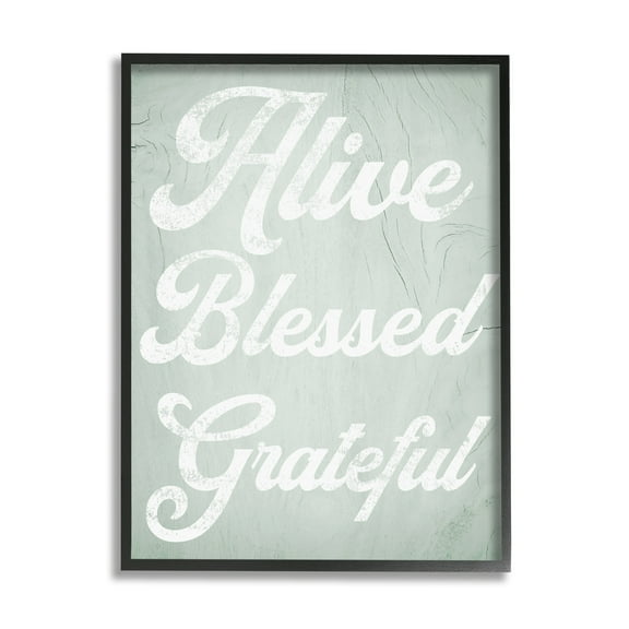 Stupell Industries Alive Blessed Grateful Vintage Tree Pattern Phrase Graphic Art Black Framed Art Print Wall Art, Design by Daphne Polselli