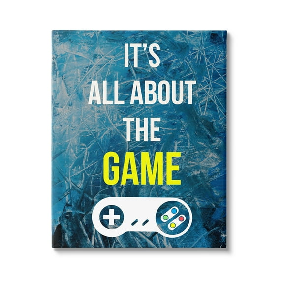 Stupell Industries All About The Game Vintage Controller Gamer Sign Graphic Art Gallery Wrapped Canvas Print Wall Art, Design by Annie Warren