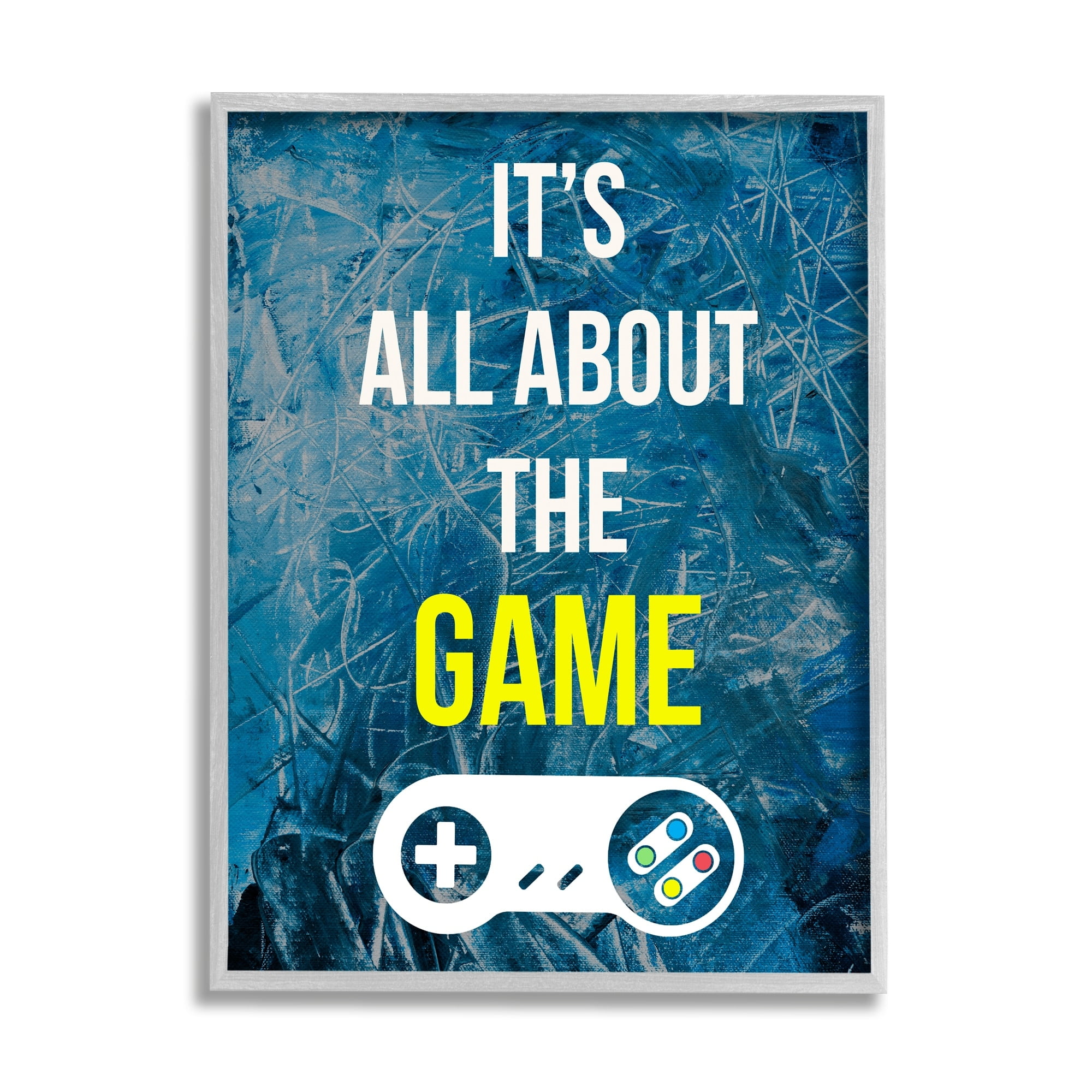 Stupell Industries All About The Game Vintage Controller Gamer Sign Graphic Art Gray Framed Art Print Wall Art, Design by Annie Warren