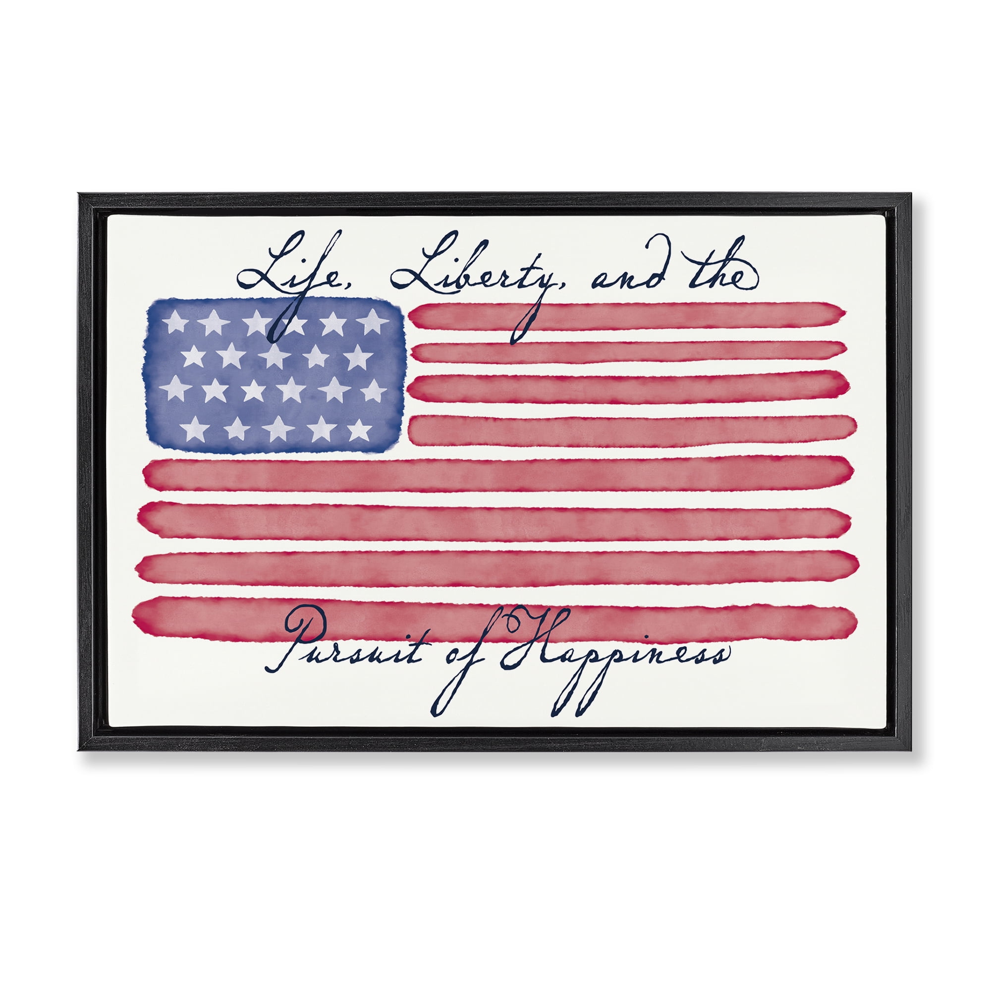 Stupell Industries All American Patriotic Phrase Patriotic Painting Black Floater Framed Canvas Art Print Wall Art, 31 x 21