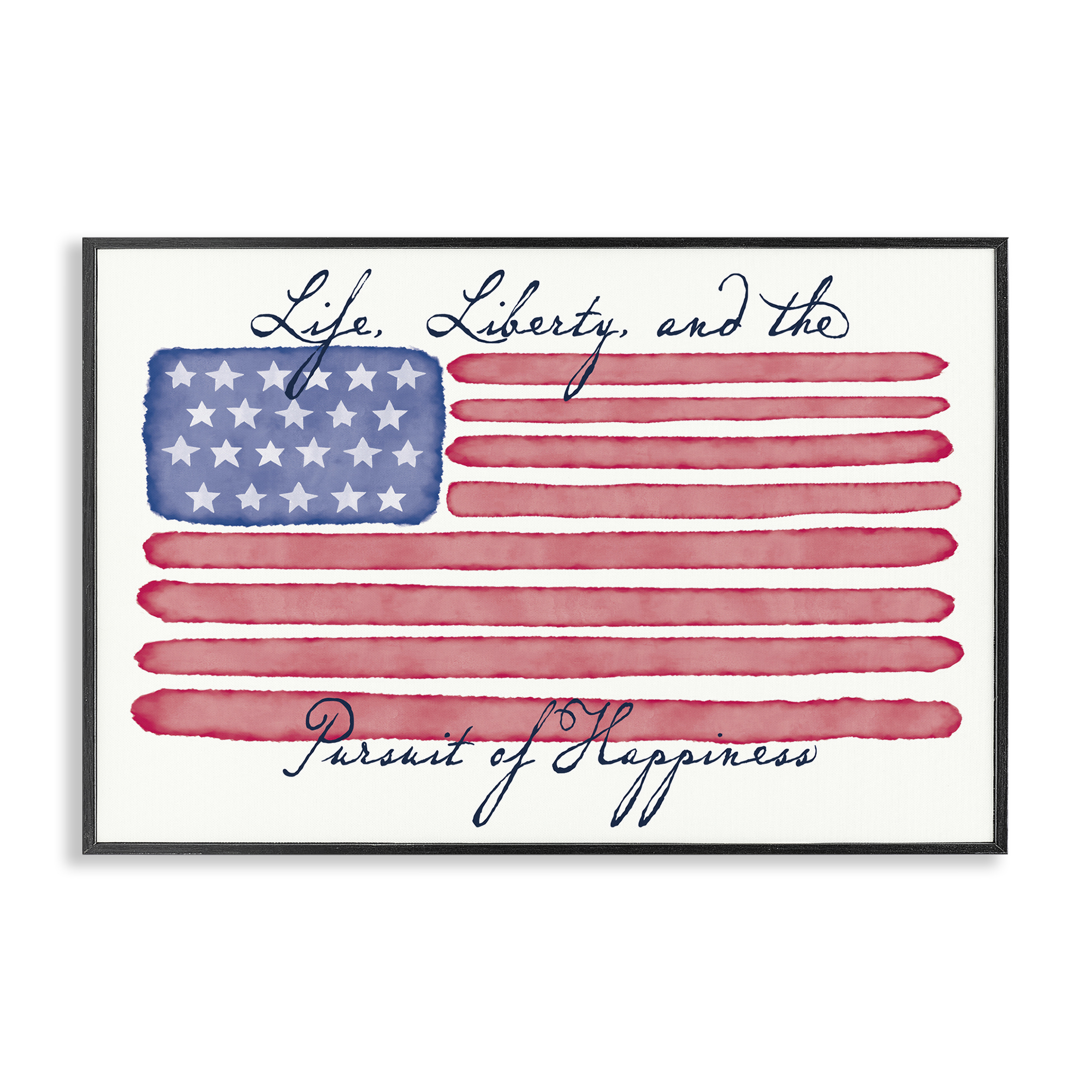 Stupell Industries All American Patriotic Phrase Patriotic Painting Black Framed Art Print Wall Art, 24 x 16