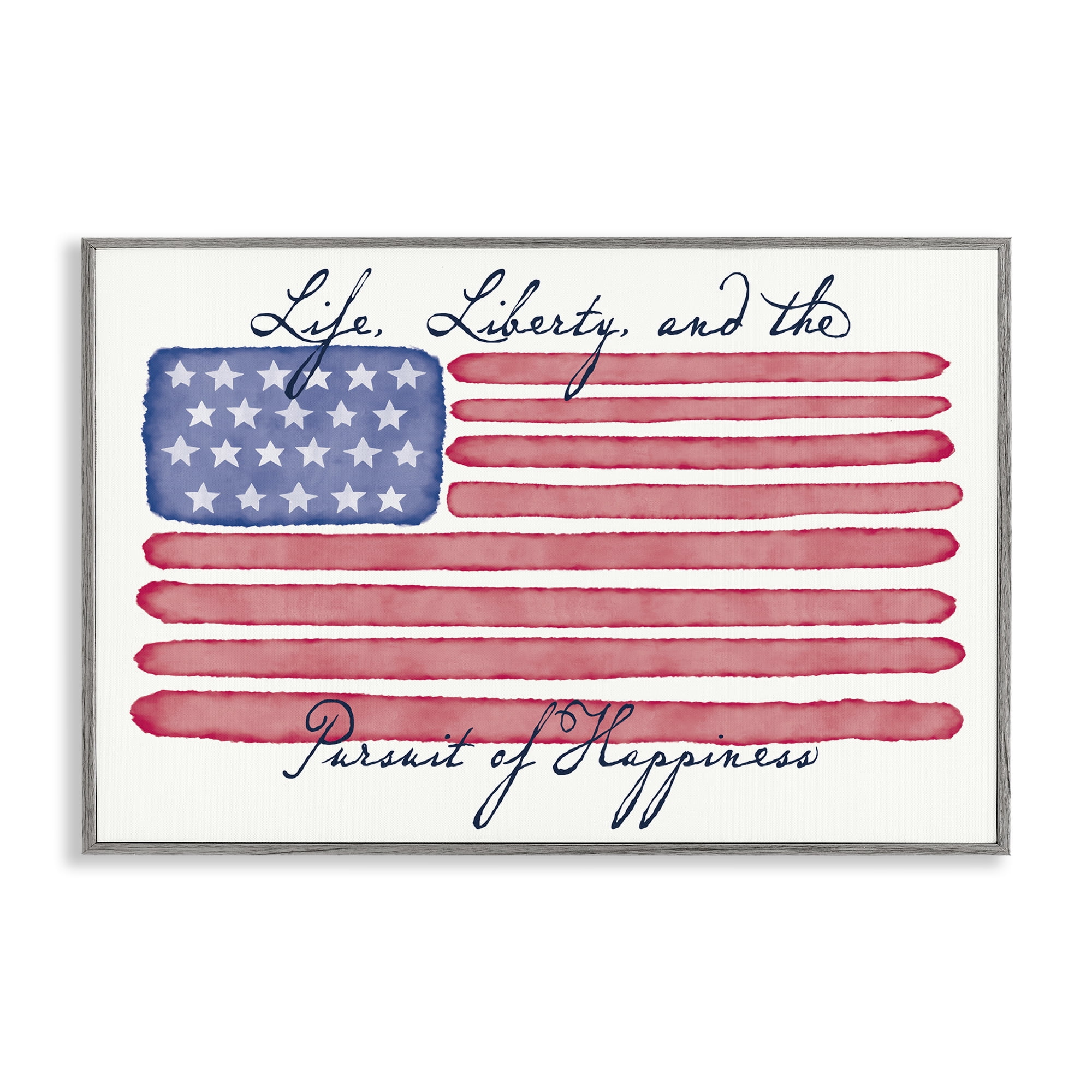 Stupell Industries All American Patriotic Phrase Patriotic Painting Gray Framed Art Print Wall Art, 24 x 16