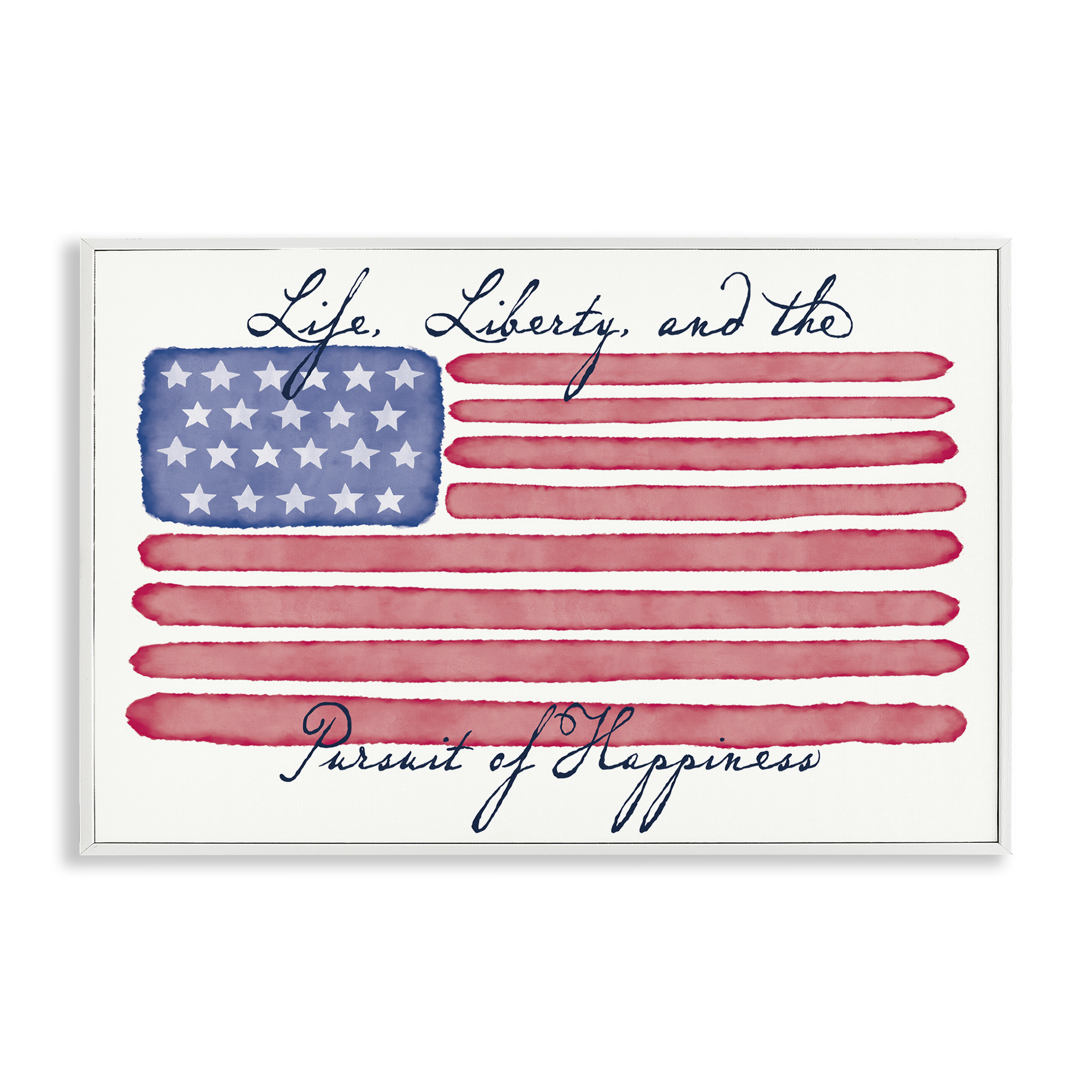 Stupell Industries All American Patriotic Phrase Patriotic Painting White Framed Art Print Wall Art, 24 x 16