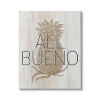 Stupell Industries All Bueno Phrase Vintage Pineapple Illustration Rustic Pattern Graphic Art Gallery-Wrapped Canvas Print Wall Art, 30x40, by Daphne Polselli