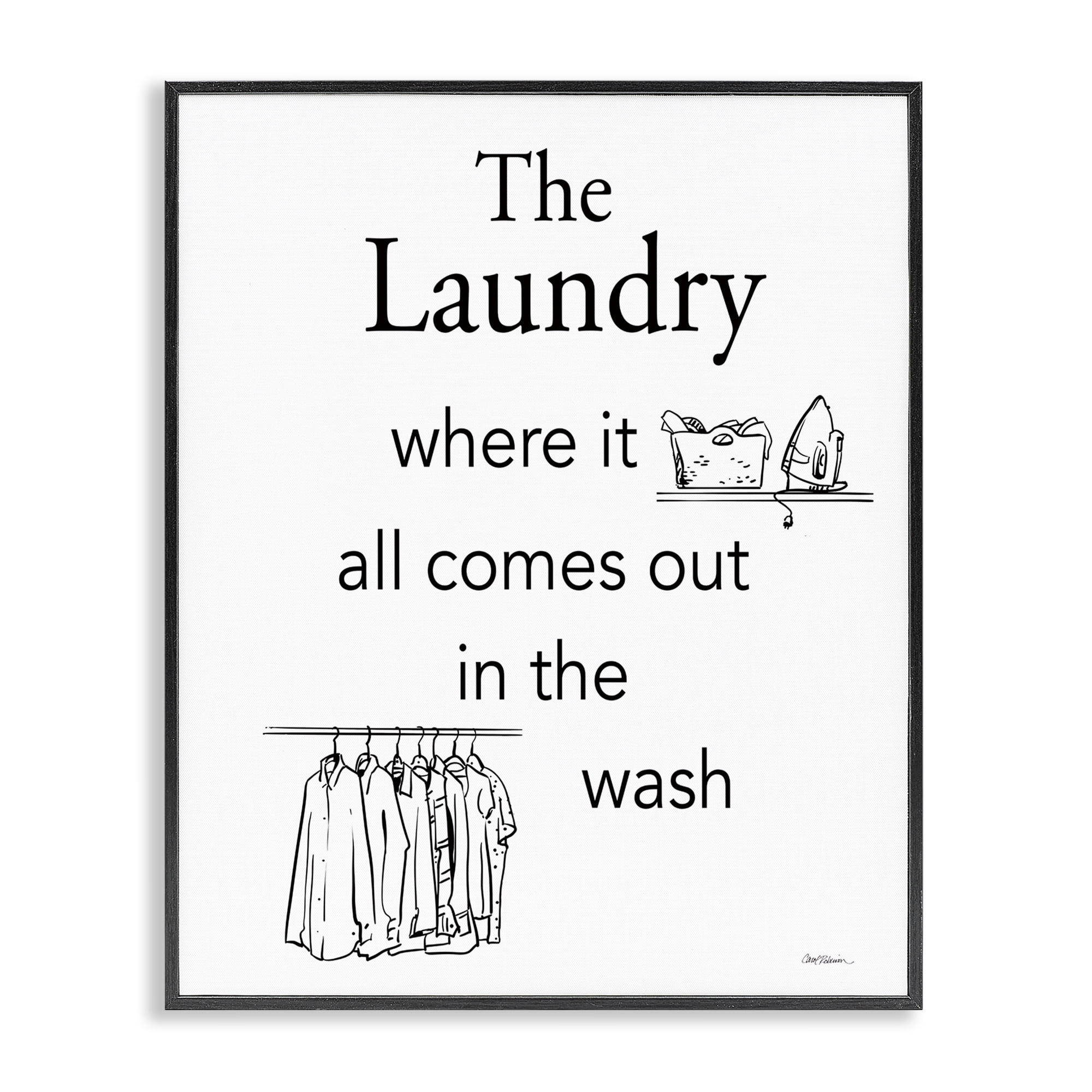Stupell Industries All Comes Out Laundry Bath & Laundry Painting Black Framed Art Print Wall Art, 11 x 14