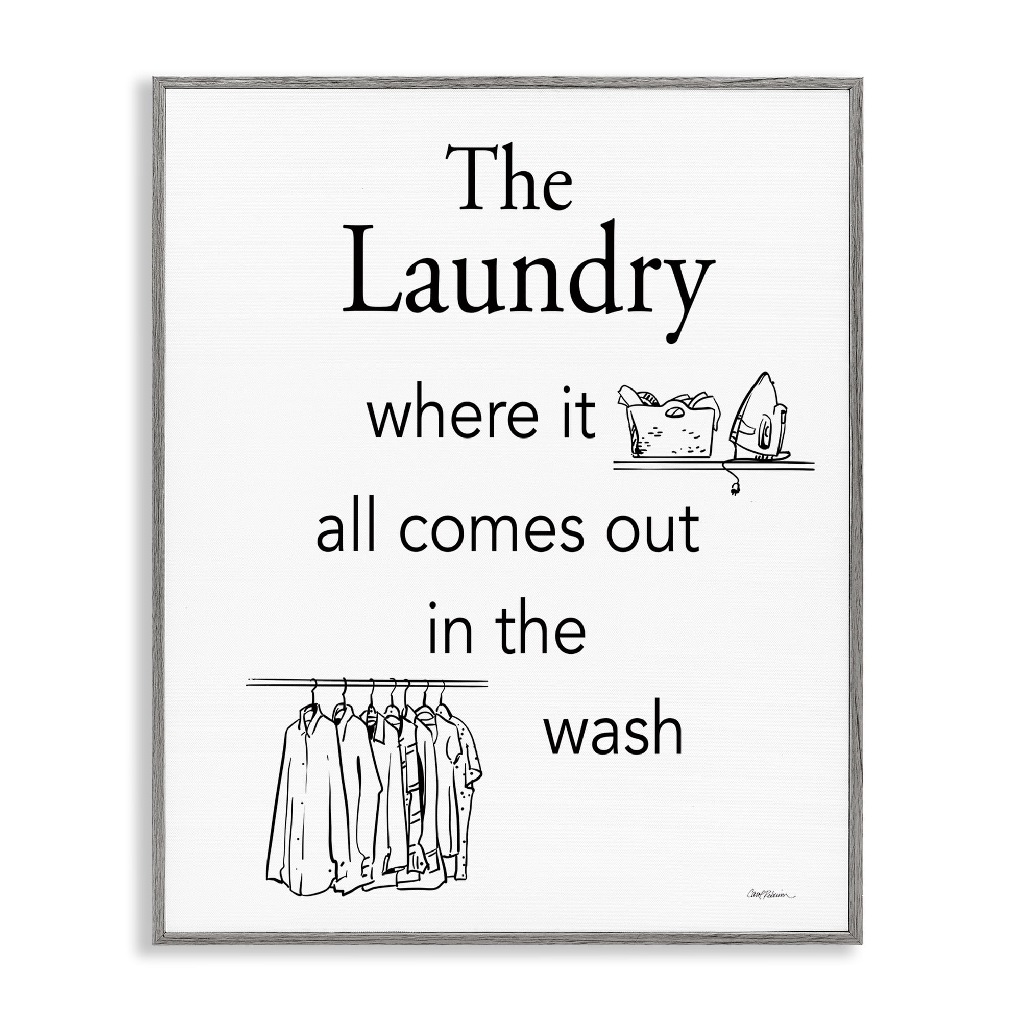 Stupell Industries All Comes Out Laundry Bath & Laundry Painting Gray Framed Art Print Wall Art, 16 x 20