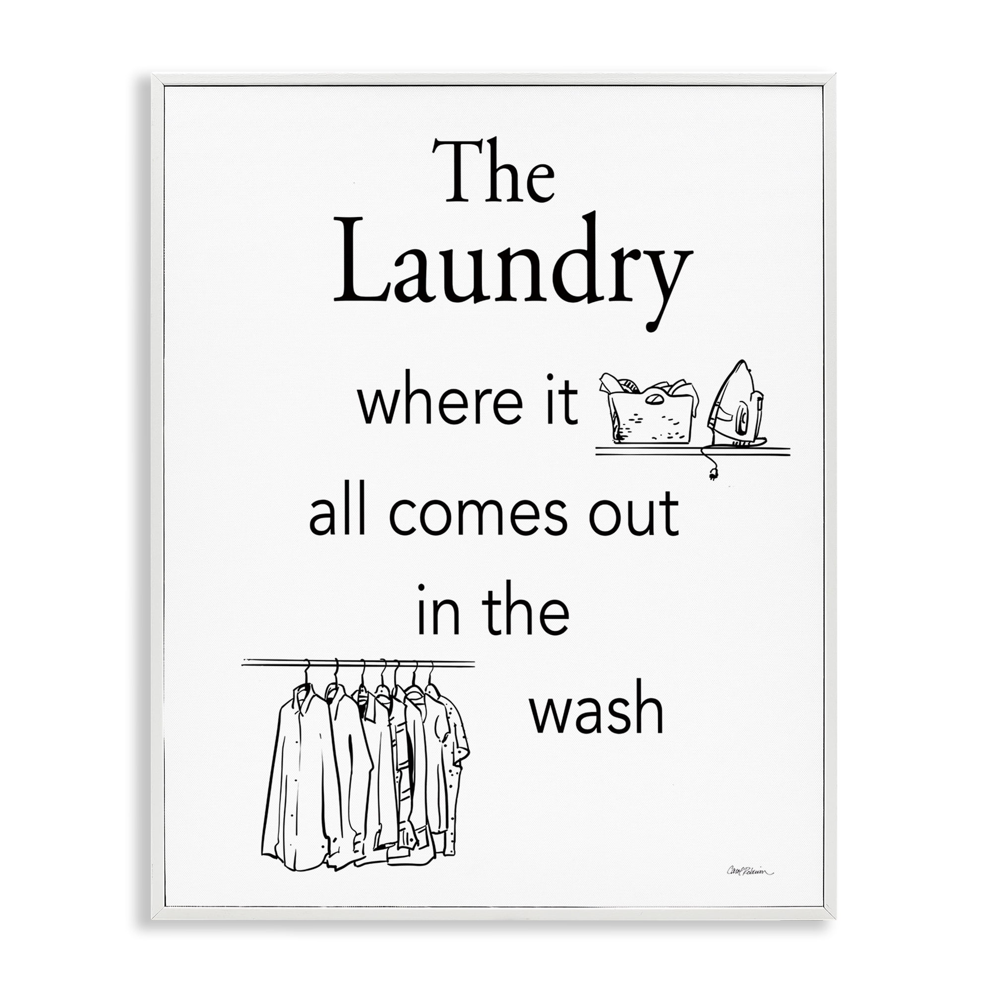 Stupell Industries All Comes Out Laundry Bath & Laundry Painting White Framed Art Print Wall Art, 16 x 20